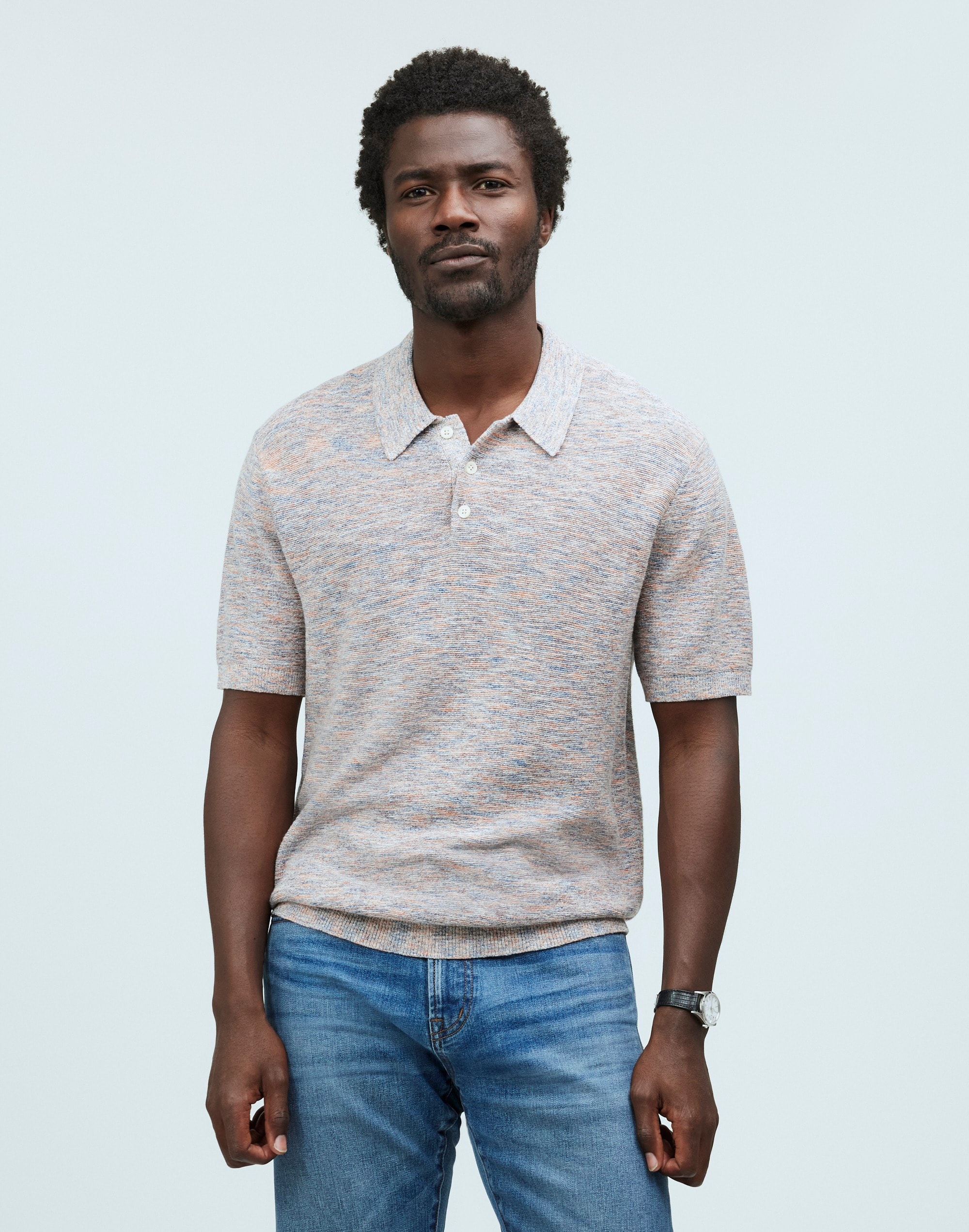 Shop Mw Space-dyed Sweater Polo In Canyon Marl