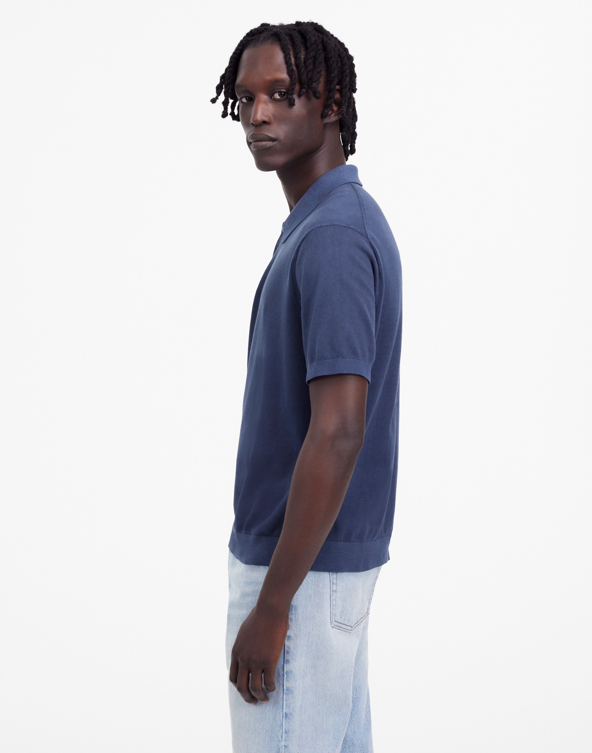 Three-Button Sweater Polo Shirt