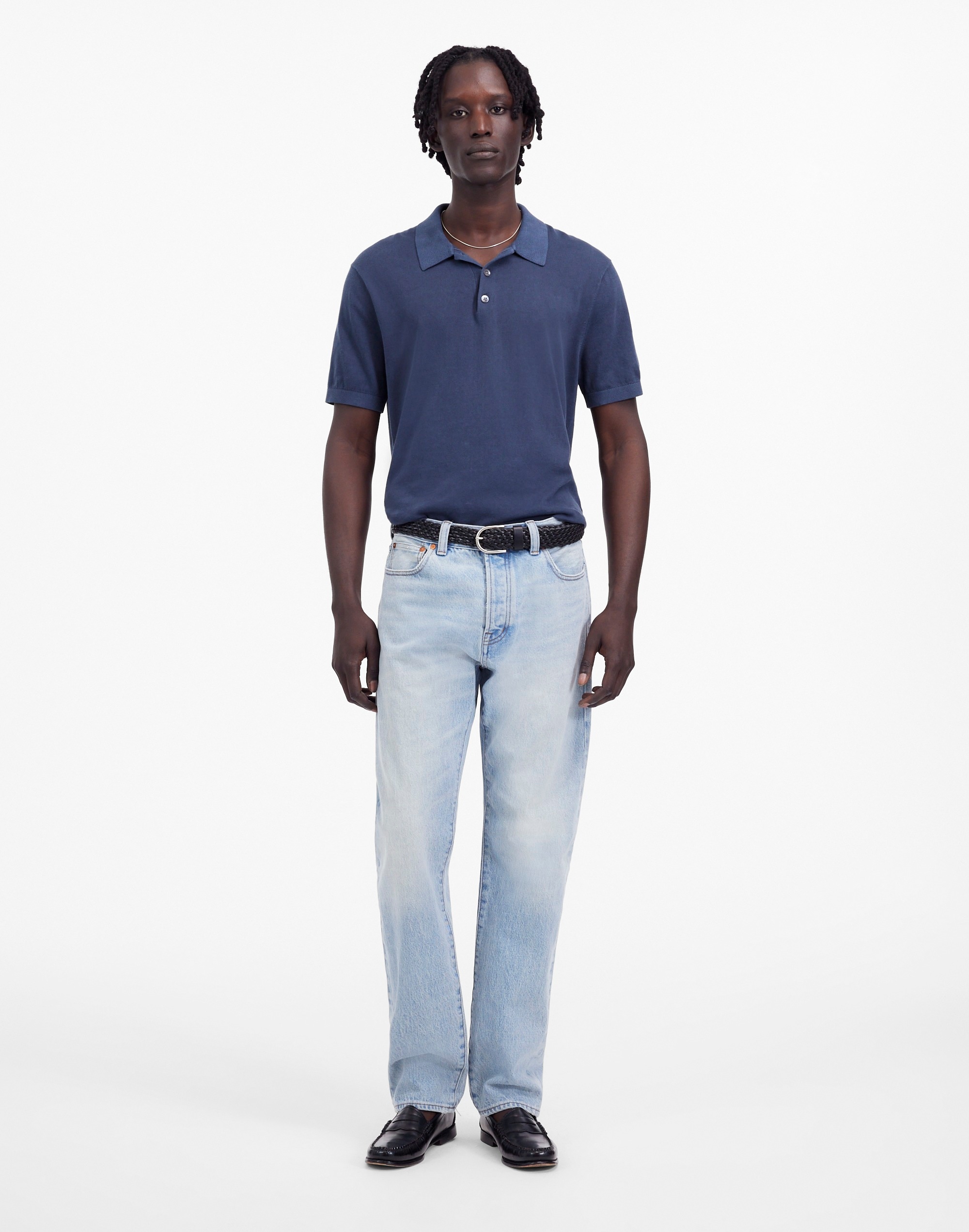 Three-Button Sweater Polo Shirt