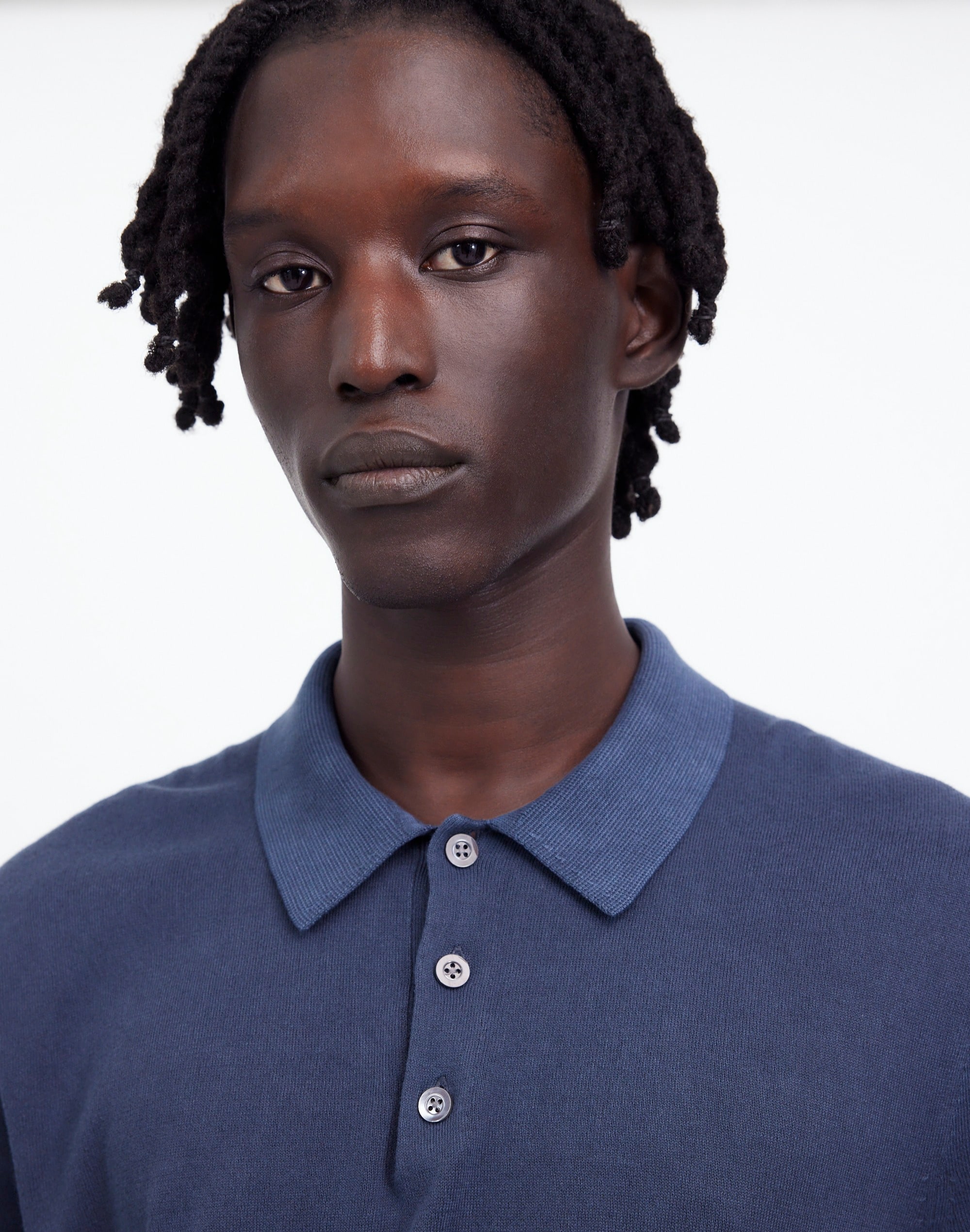 Three-Button Sweater Polo Shirt