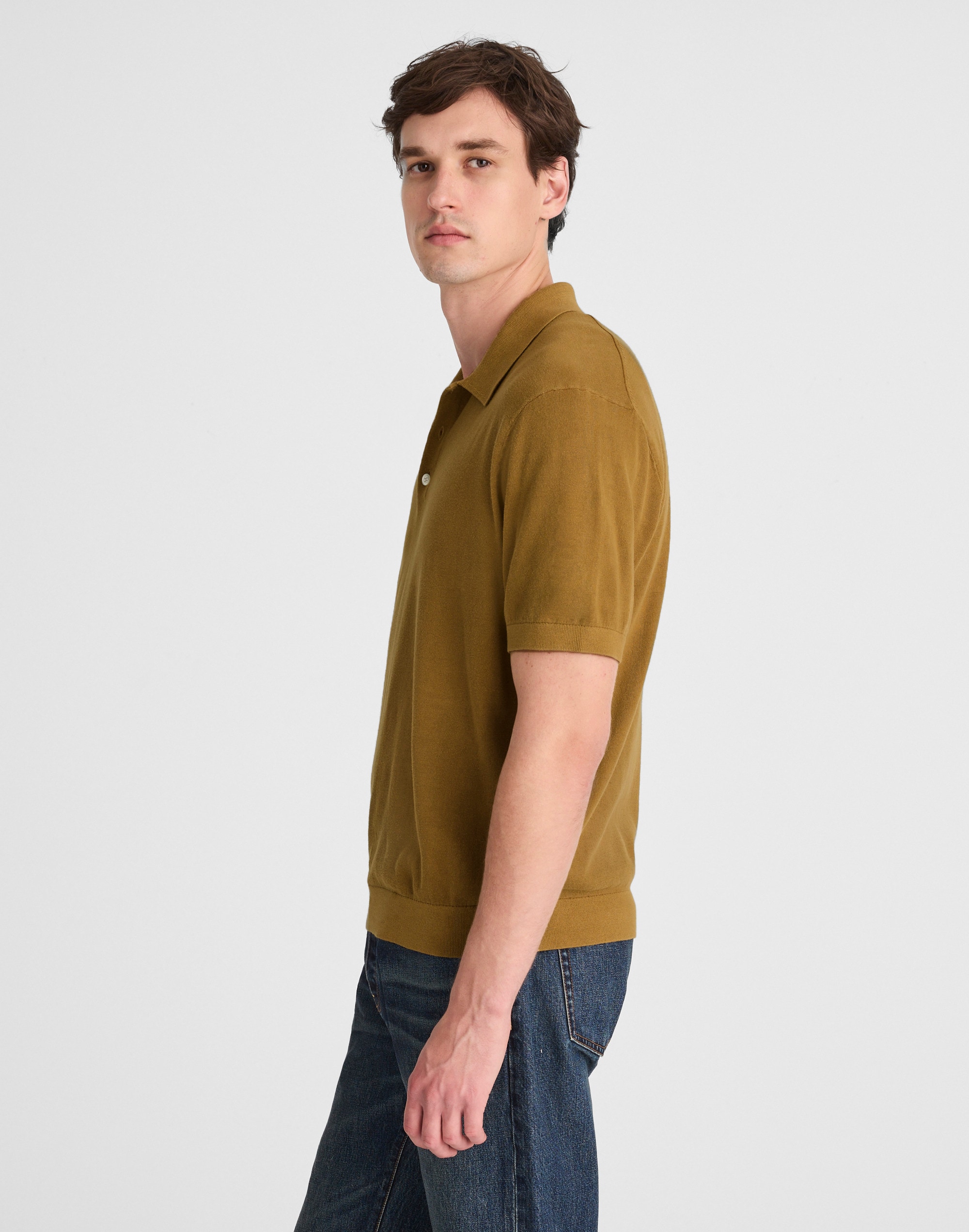 Three-Button Sweater Polo Shirt