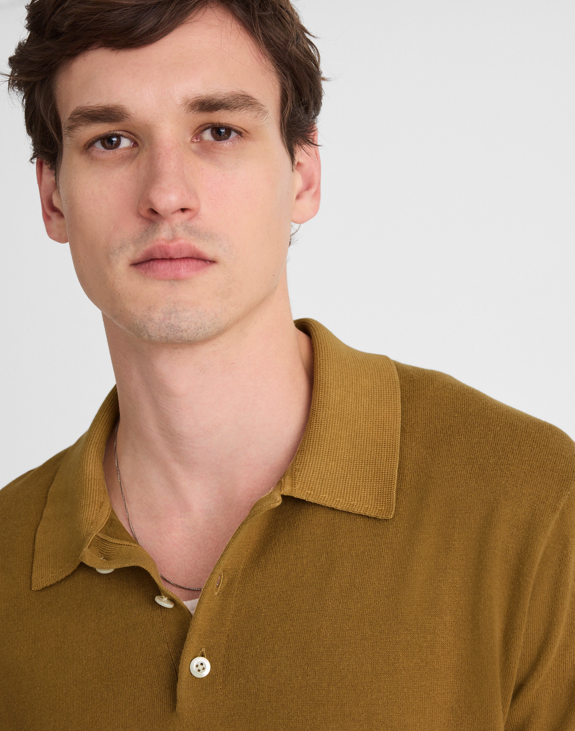 Three-Button Sweater Polo Shirt