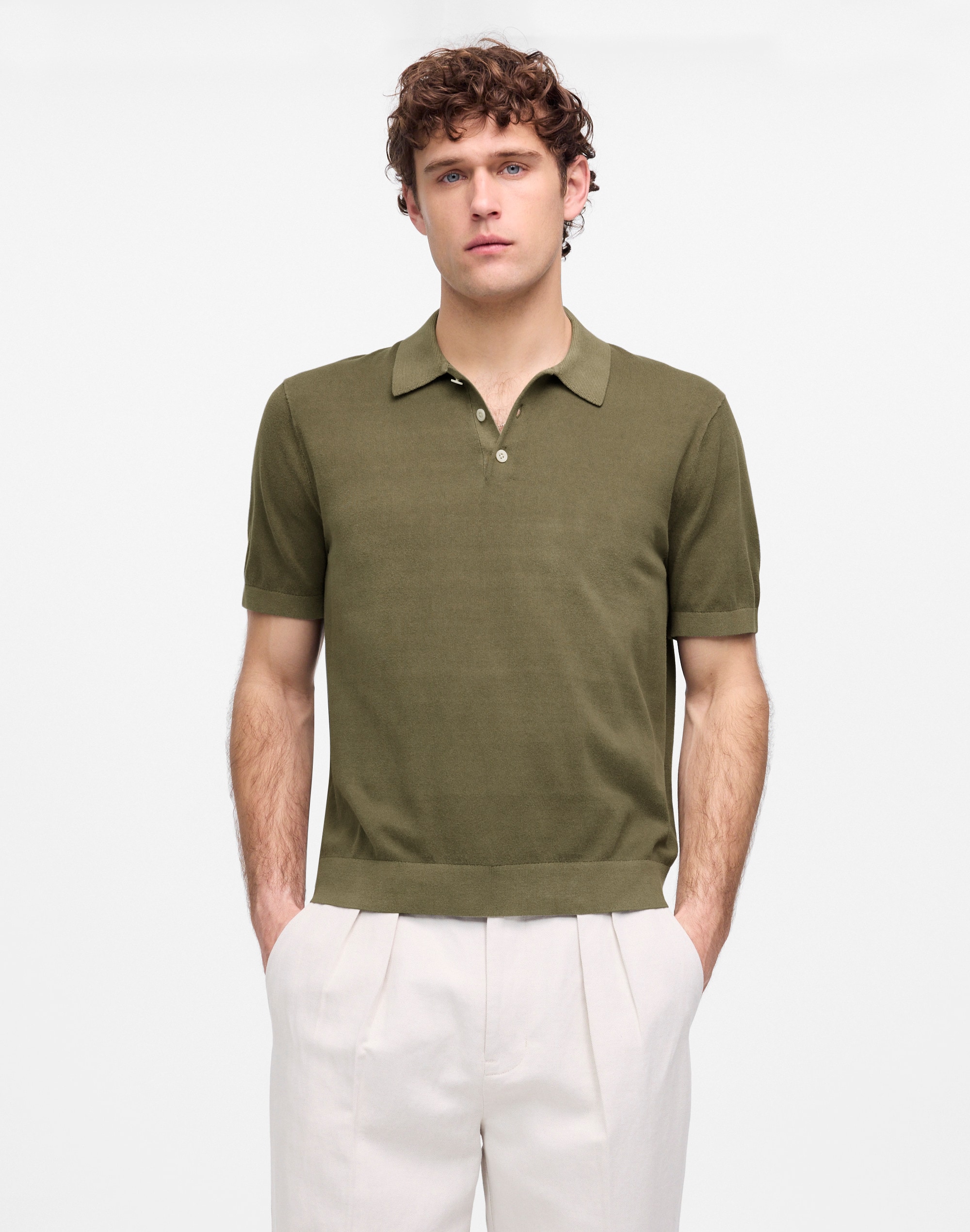 Three-Button Sweater Polo Shirt