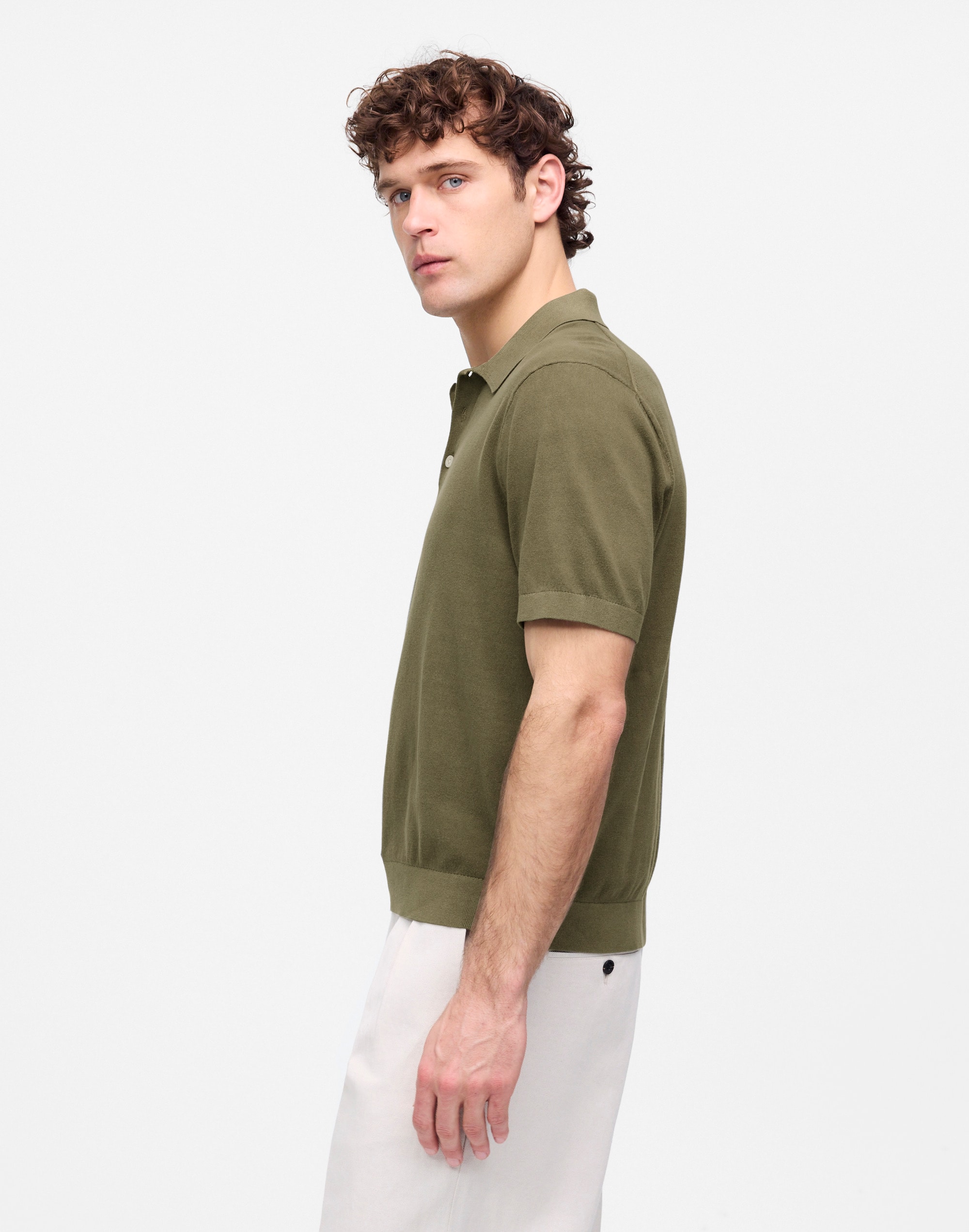 Three-Button Sweater Polo Shirt