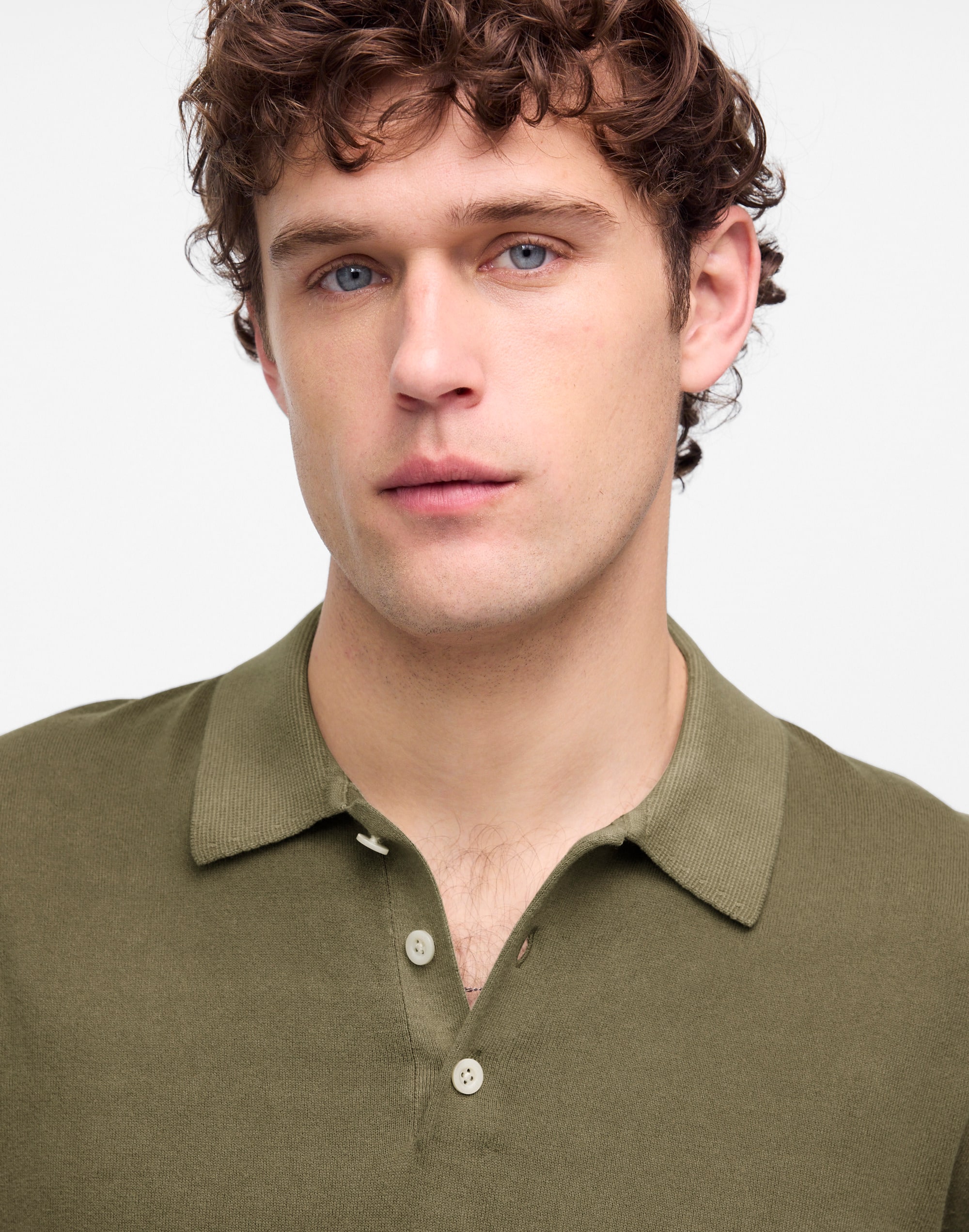 Three-Button Sweater Polo Shirt