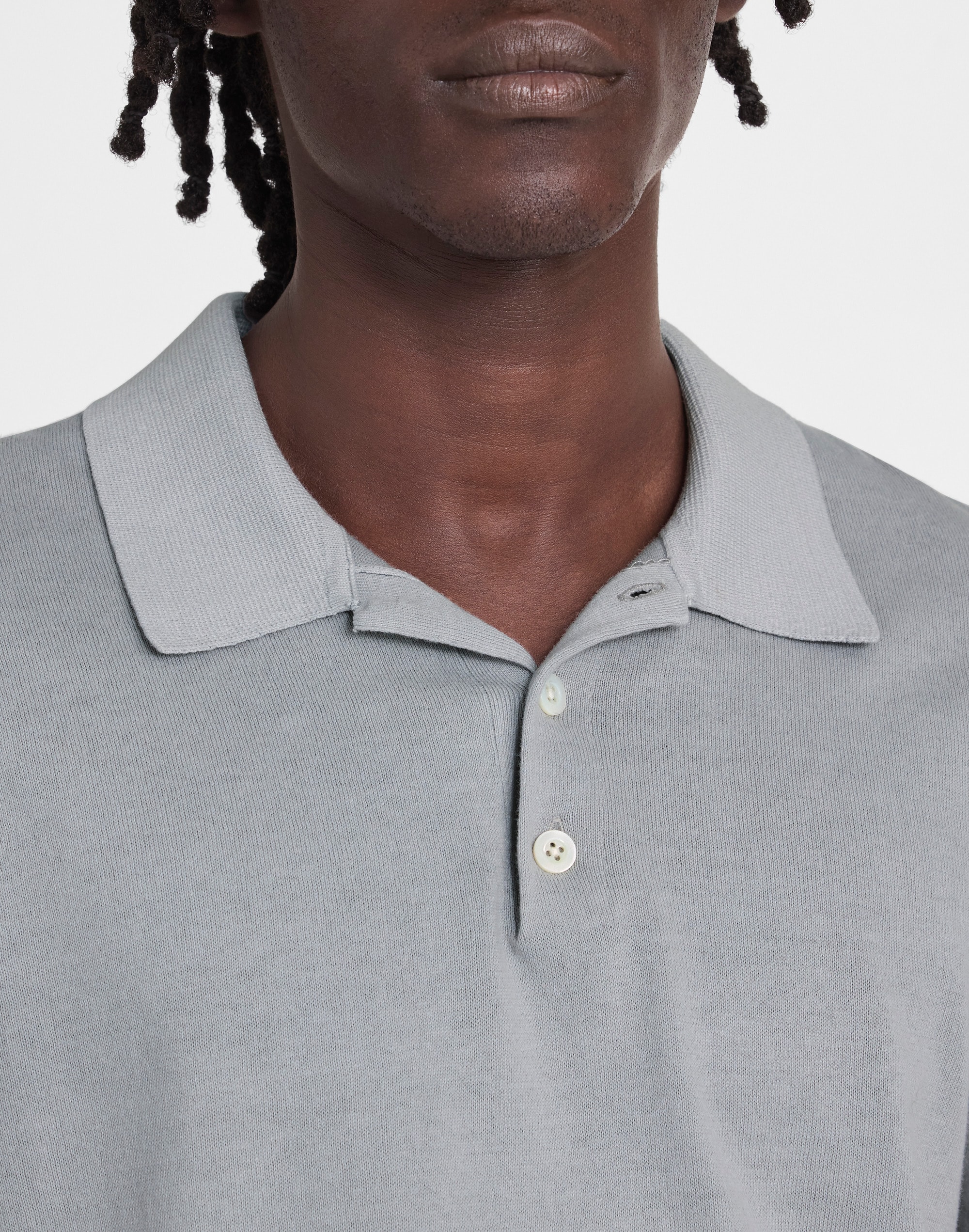 Three-Button Sweater Polo Shirt