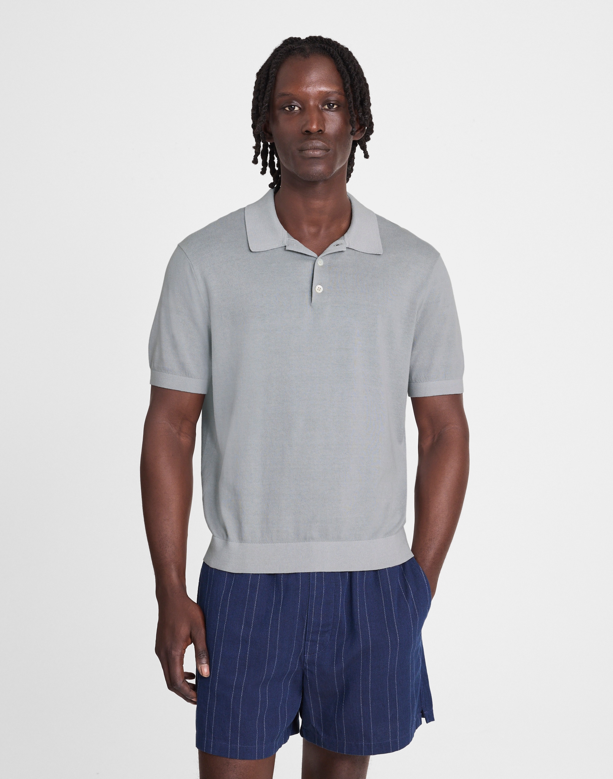 Three-Button Sweater Polo Shirt