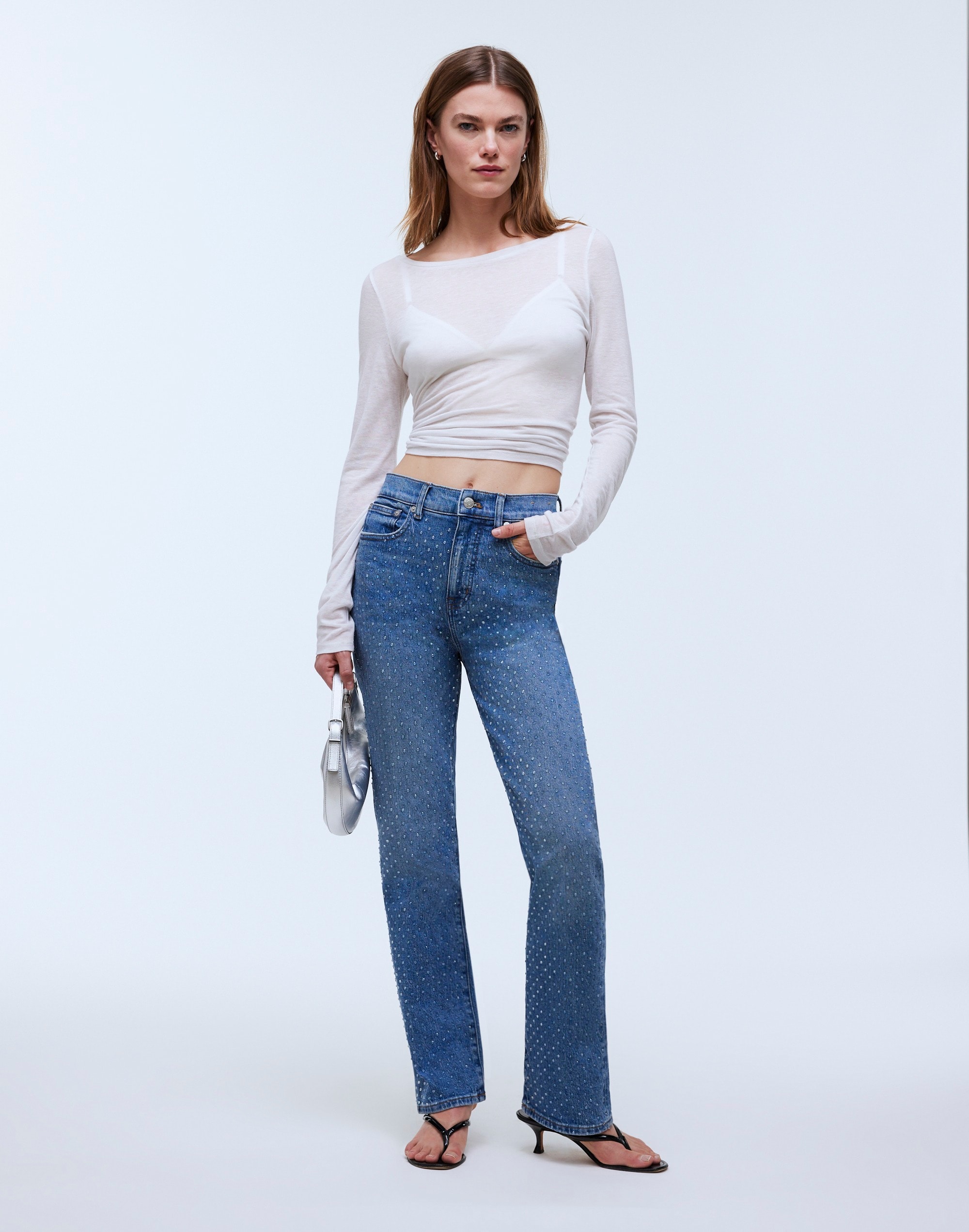 Mw 'limited-edition Drop: The Rhinestone ''90s Straight Jean' In Blue