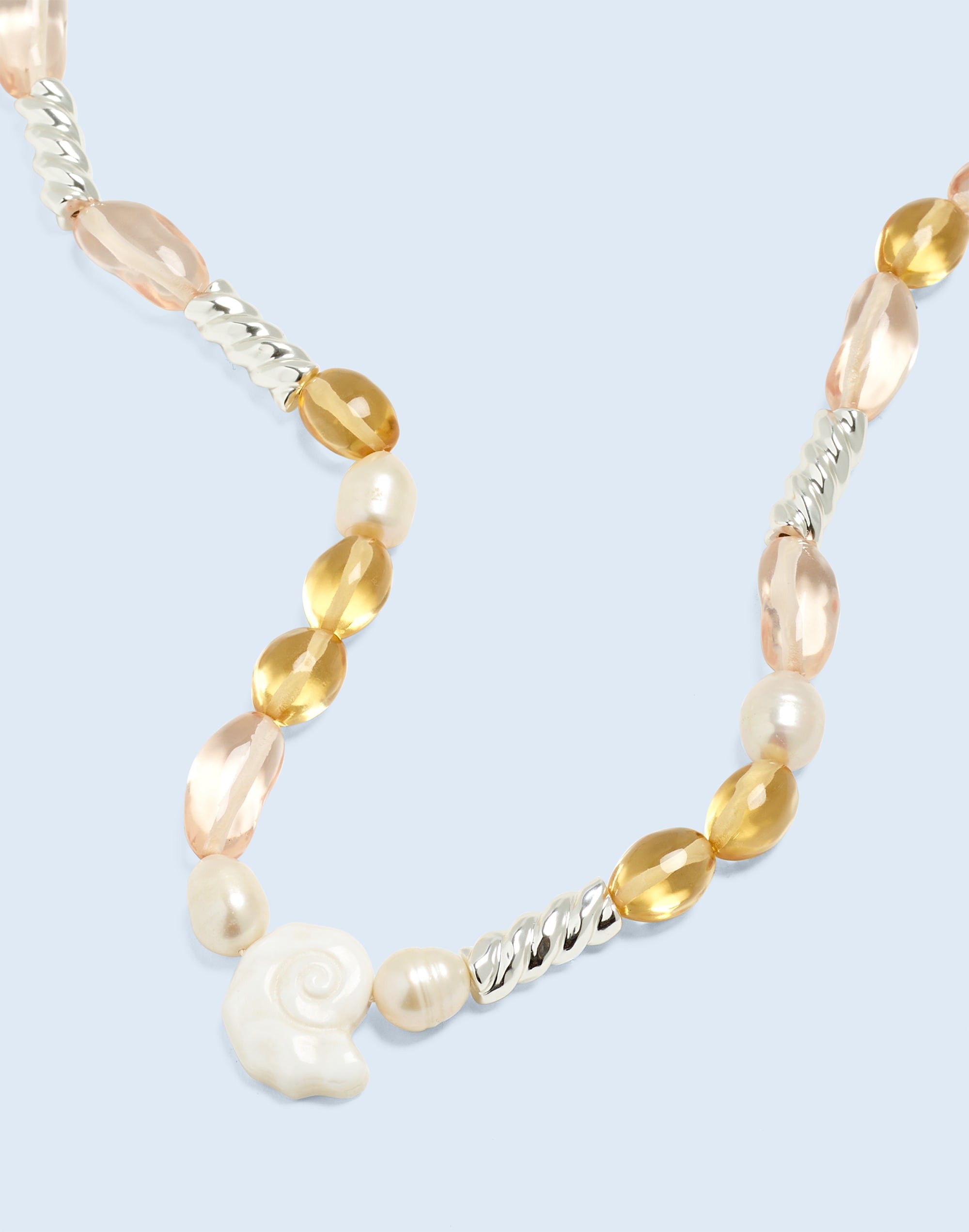 Mw Freshwater Pearl Nautical Beaded Necklace In Marine Pearl