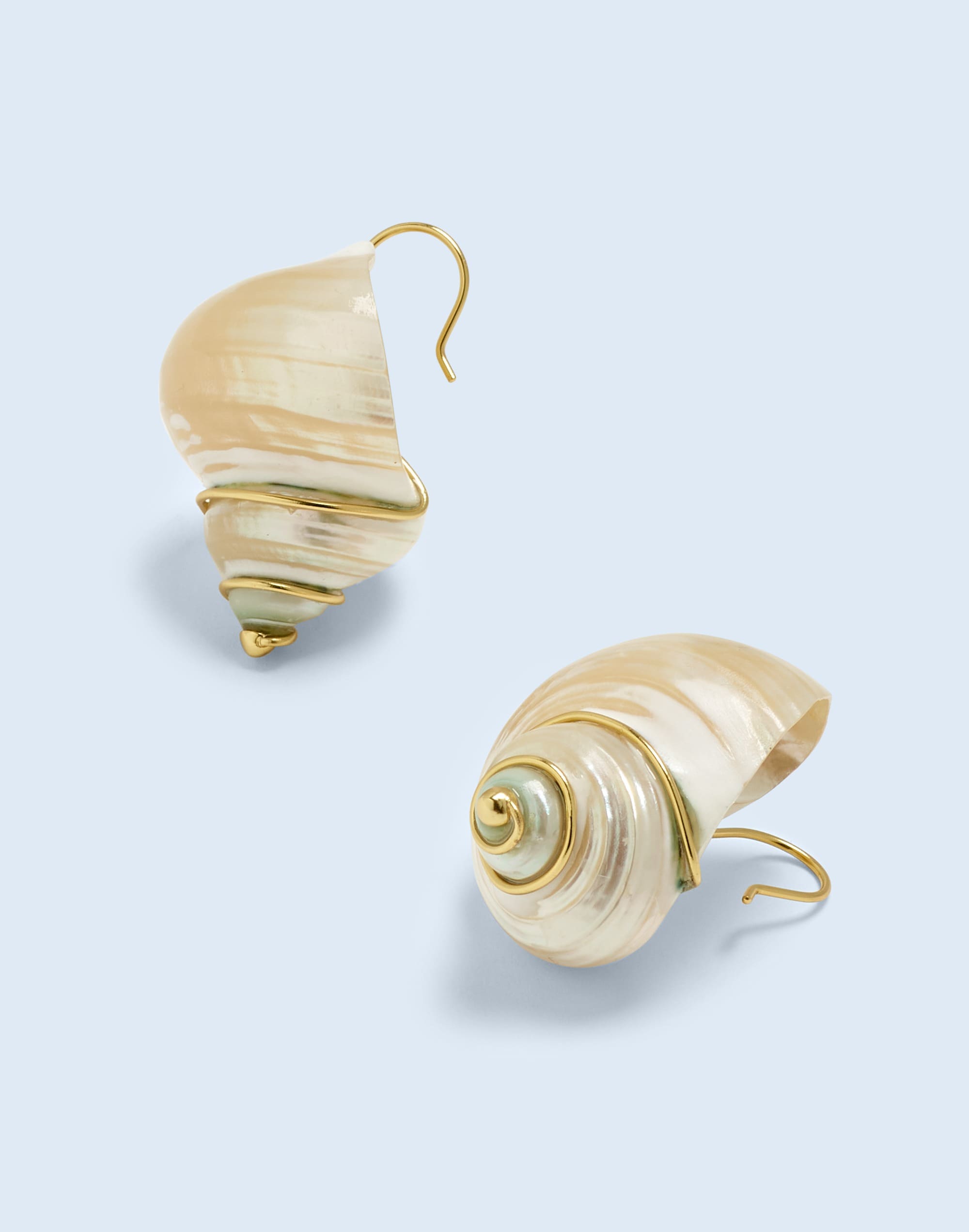 Mw Genuine Shell Statement Earrings In Vintage Gold