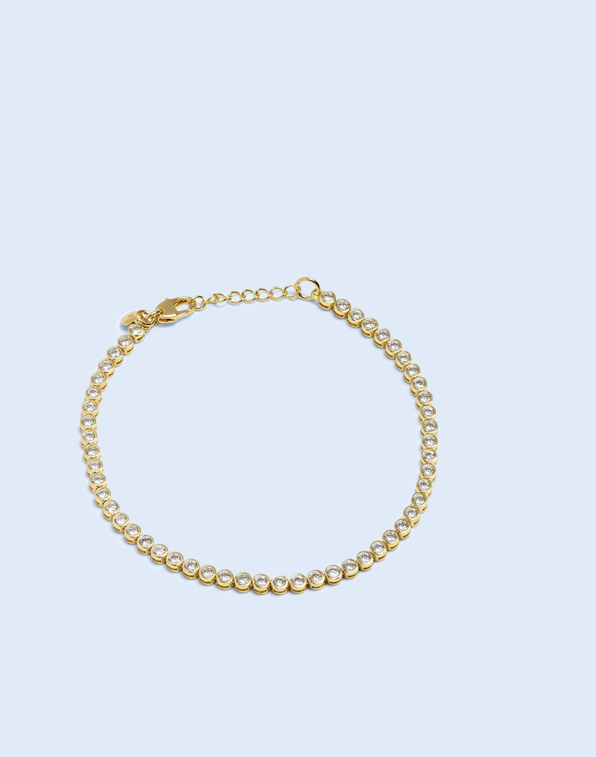 Mw The Tennis Collection Bezel Set Crystal Anklet In Pale Gold