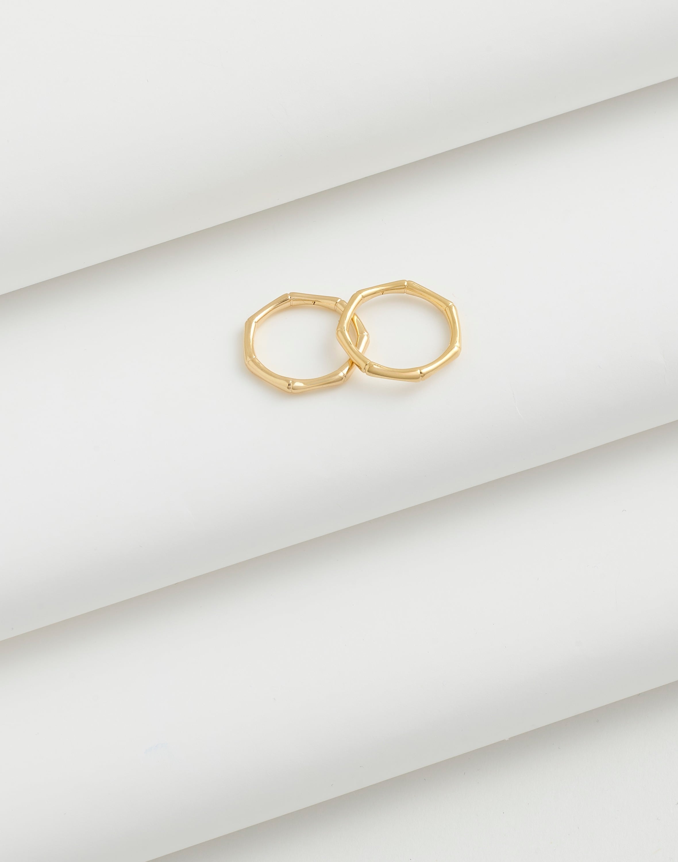 Mw Demi-fine Bamboo Stacking Ring Set In Gold