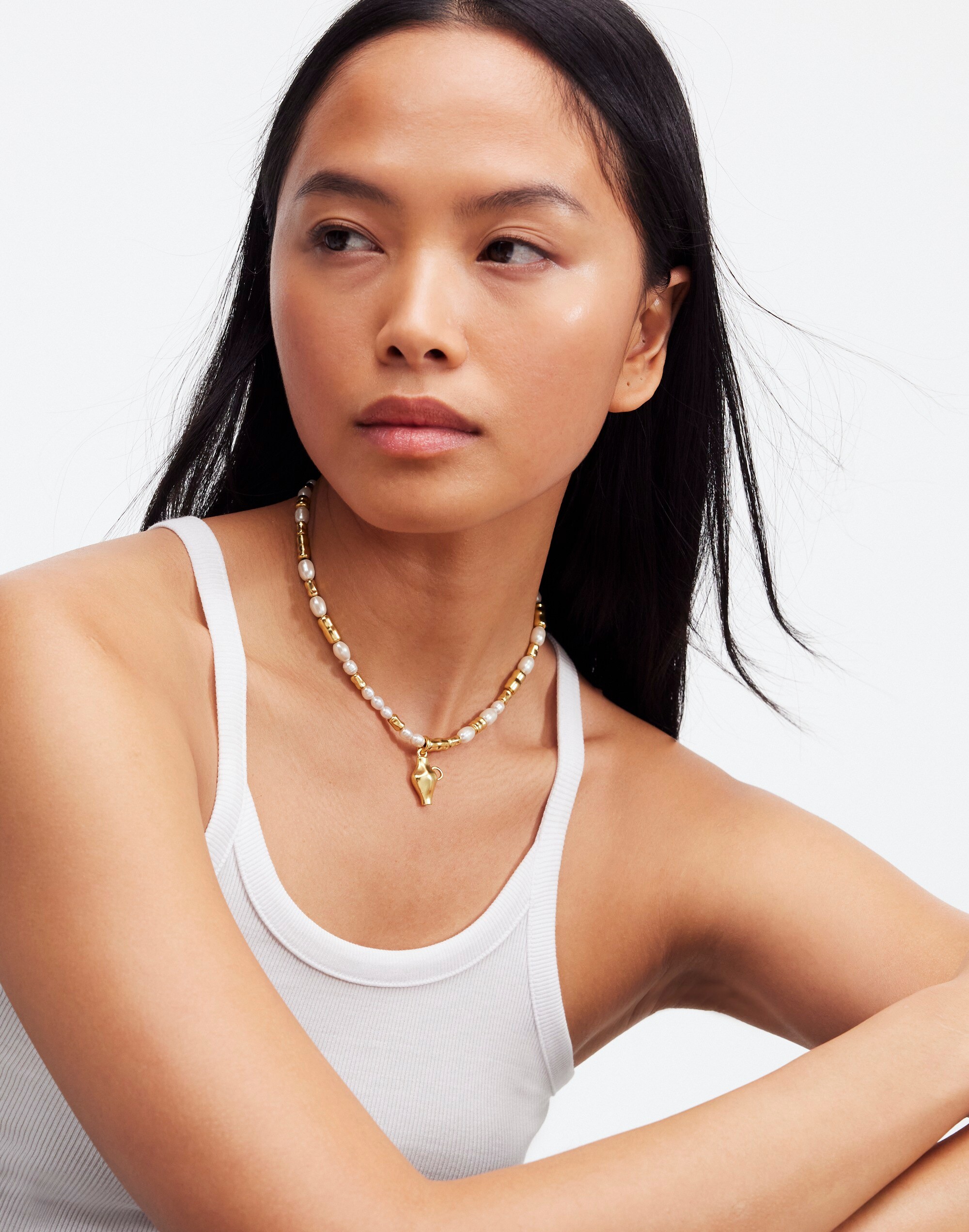 Madewell x Laetitia Rouget Freshwater Pearl Beaded Pendant Necklace