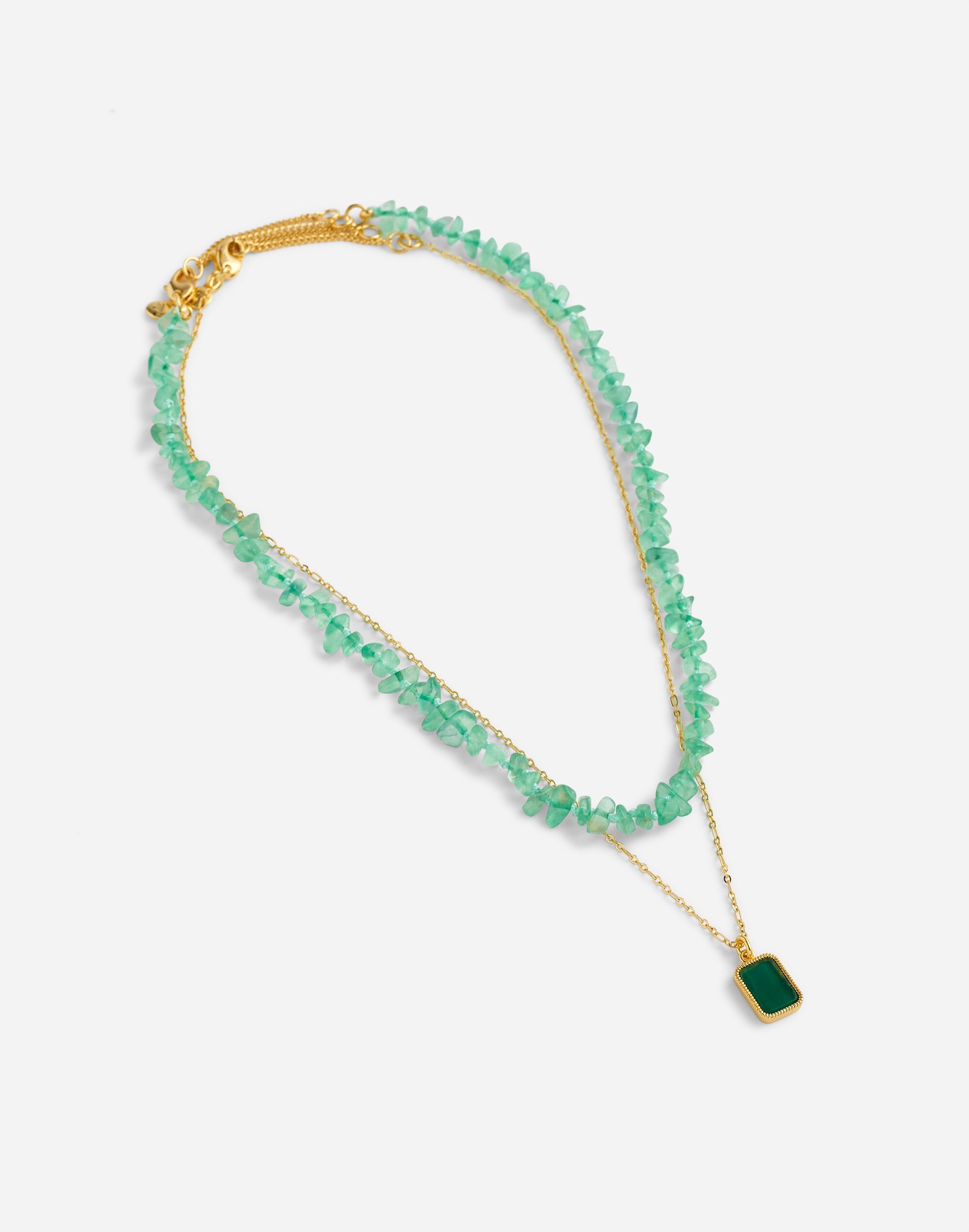 Stone Collection Two-Pack Green Fluorite Necklace Set