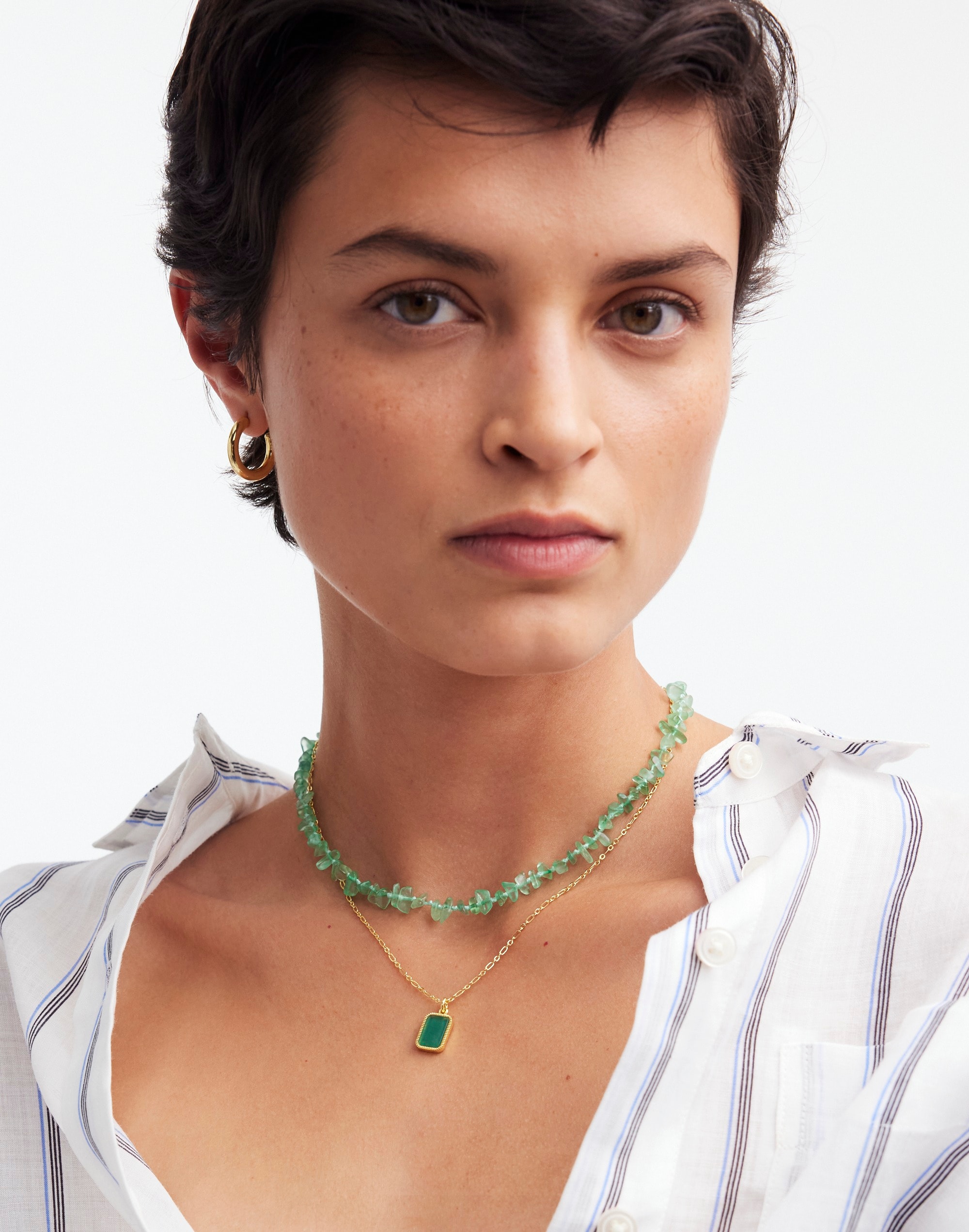 Stone Collection Two-Pack Green Fluorite Necklace Set