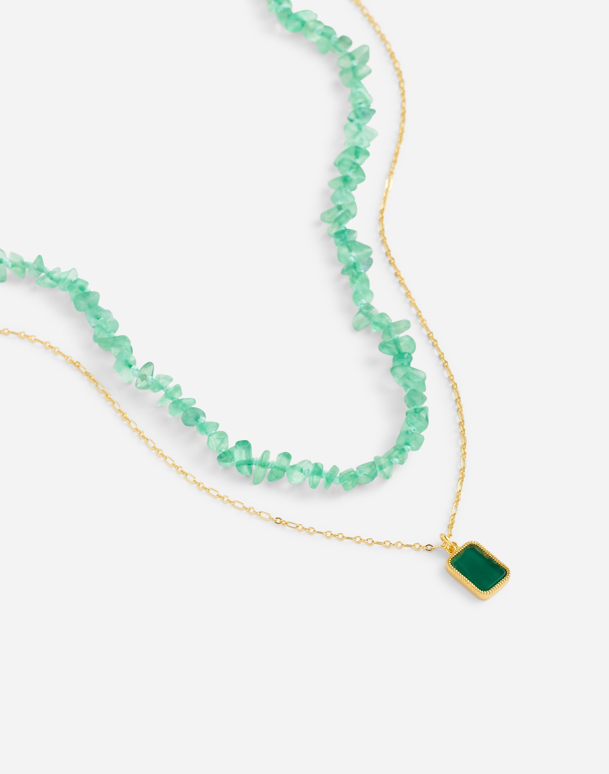 Stone Collection Two-Pack Green Fluorite Necklace Set