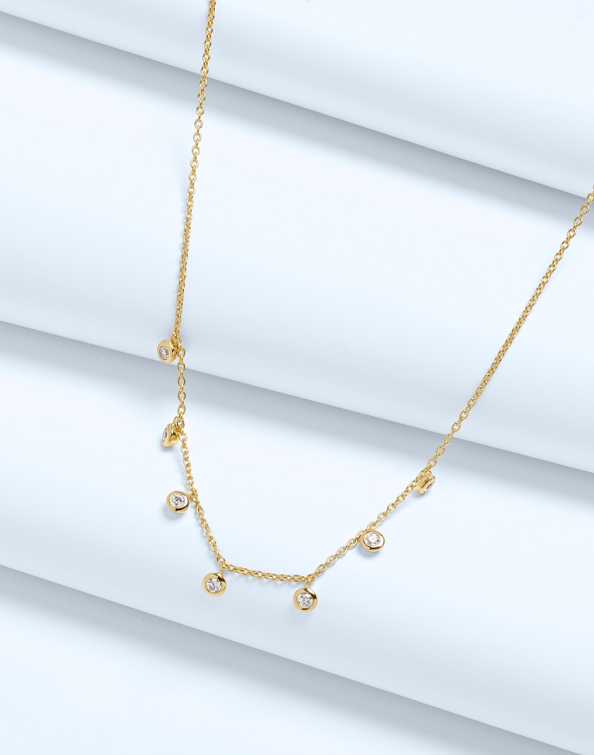 Demi-Fine Bezel Set Station Necklace