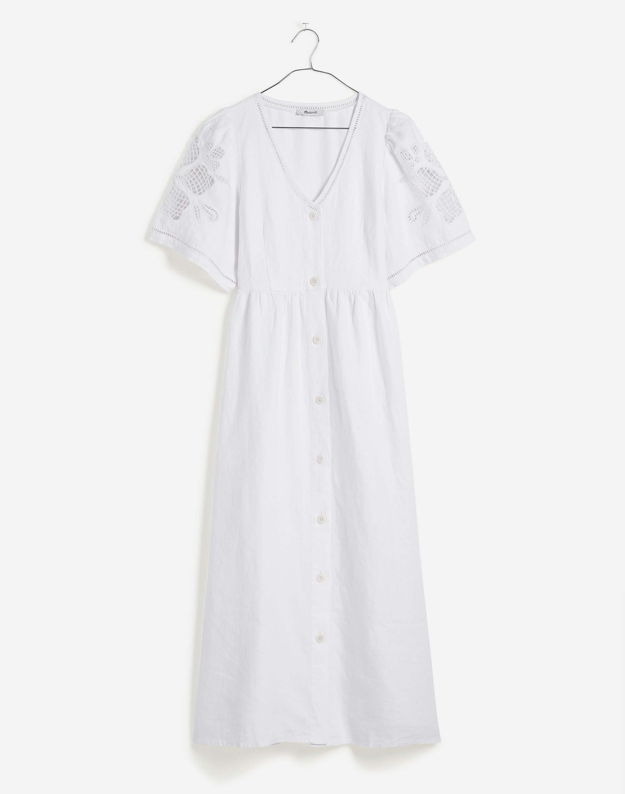 Plus Cassie Button-Front Midi Dress in Linen