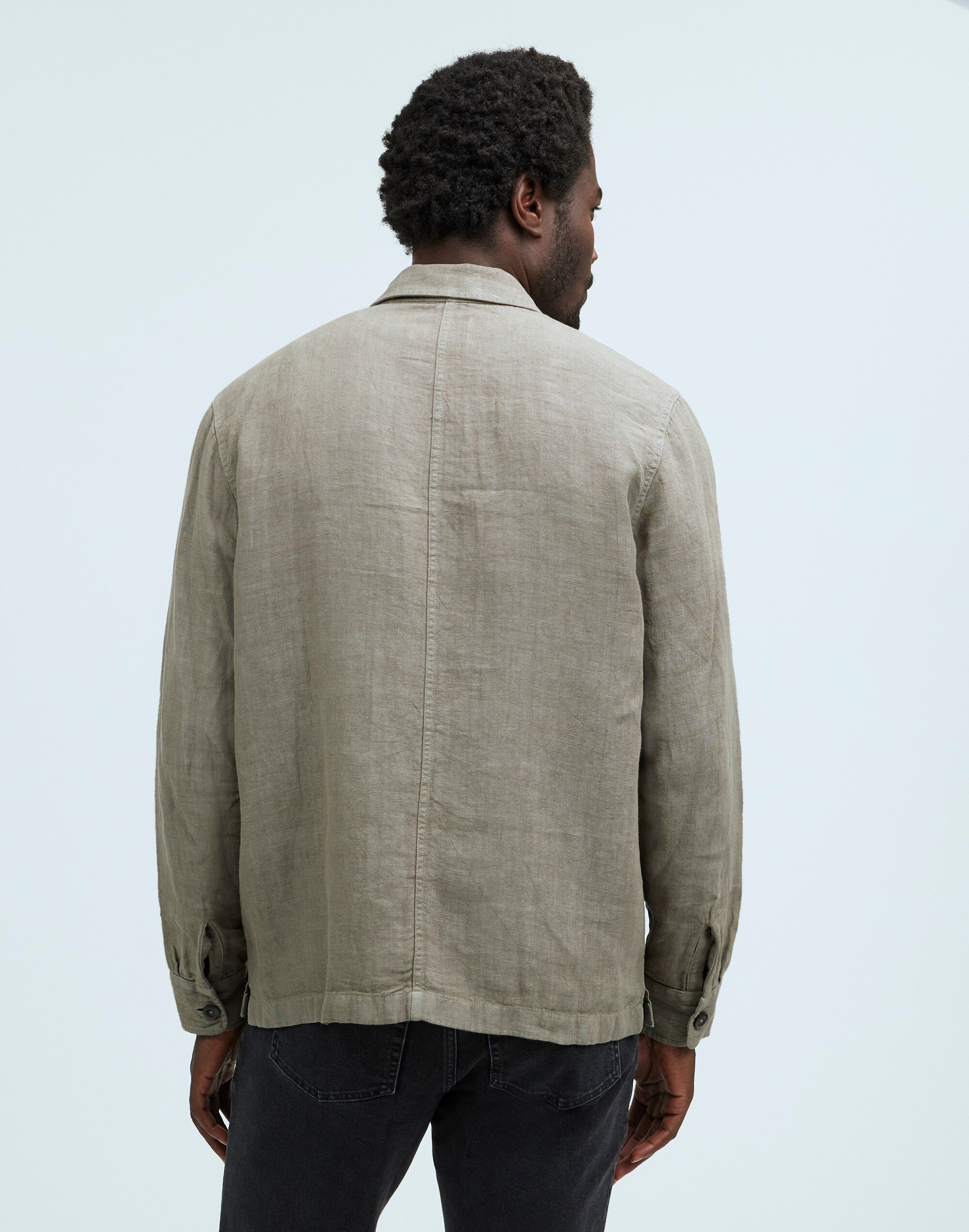 Straight Hem Work Shirt in Garment-Dyed Linen