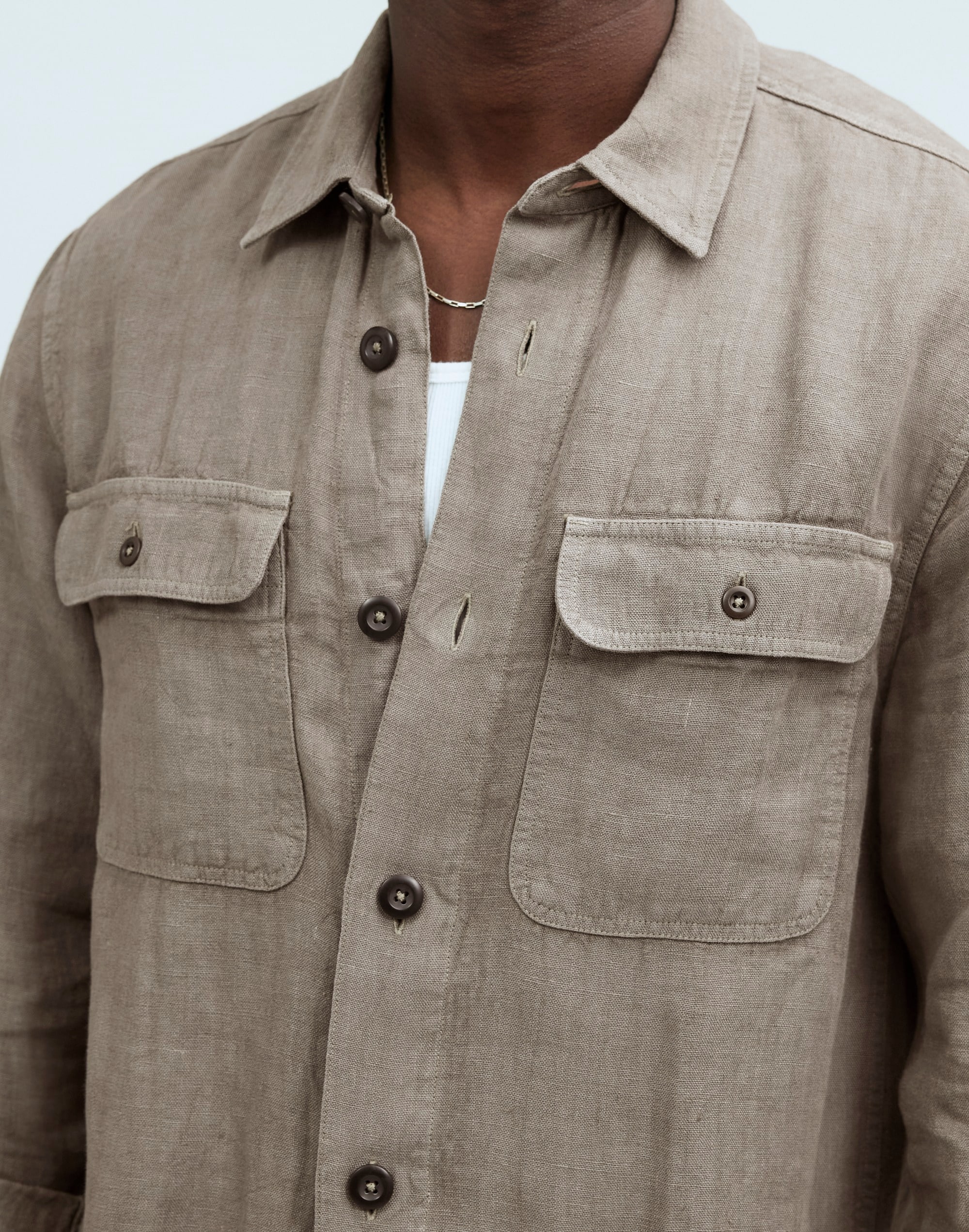 Straight Hem Work Shirt in Garment-Dyed Linen