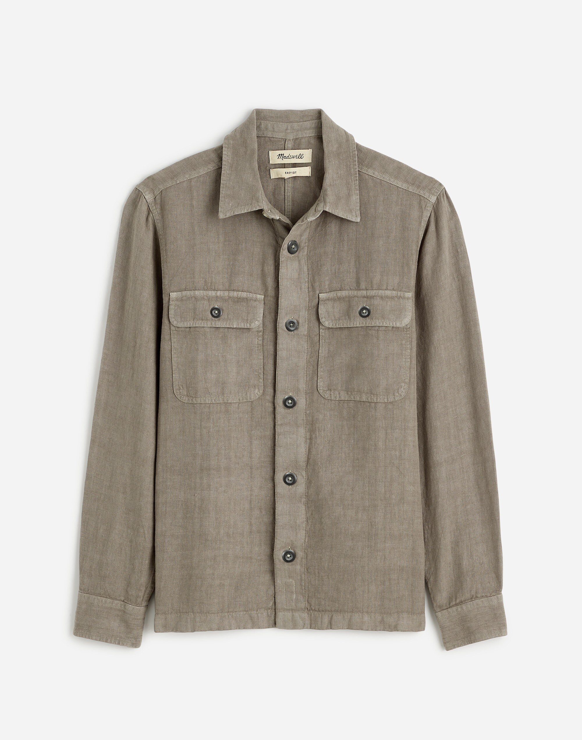 Straight Hem Work Shirt in Garment-Dyed Linen