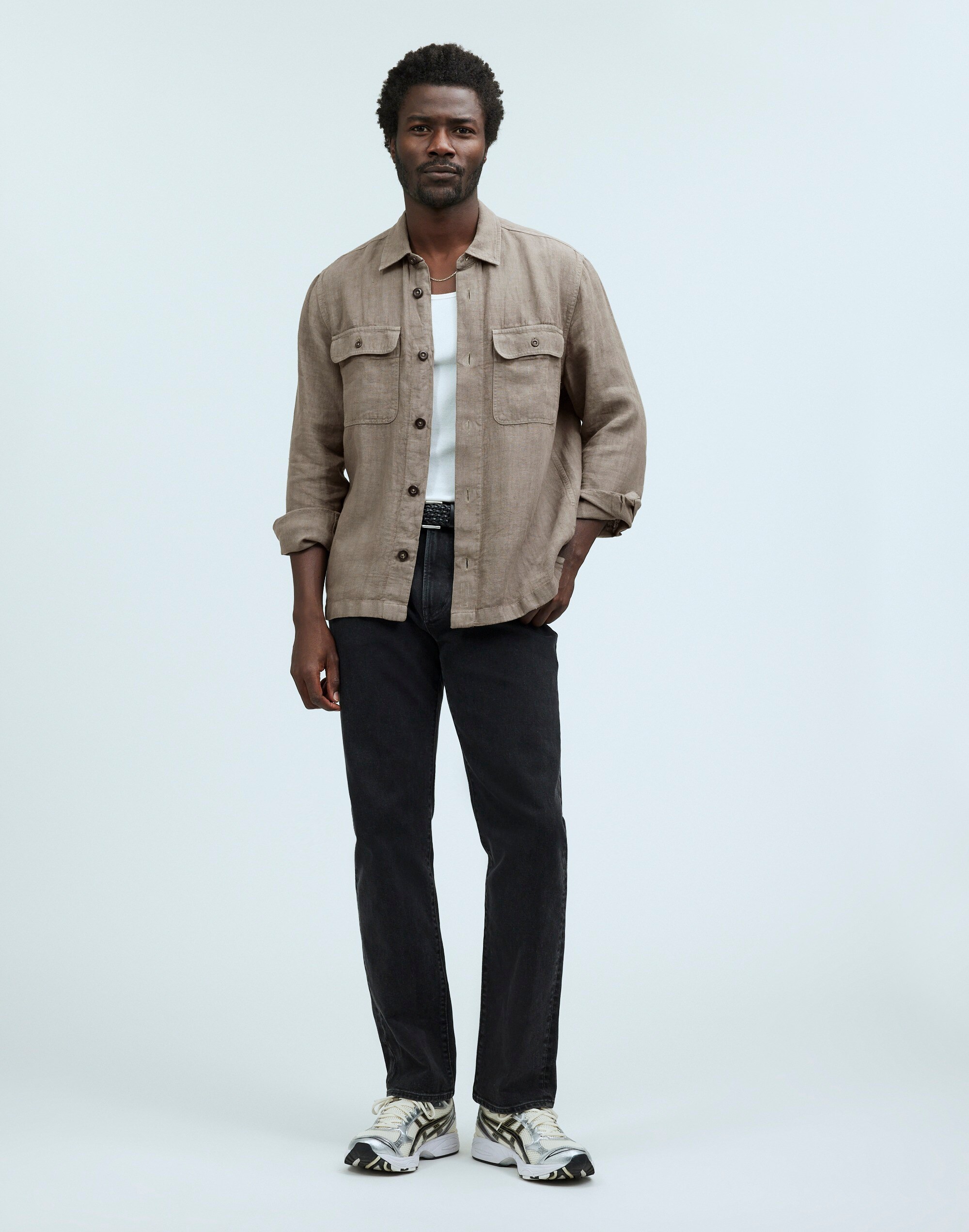 Straight Hem Work Shirt in Garment-Dyed Linen