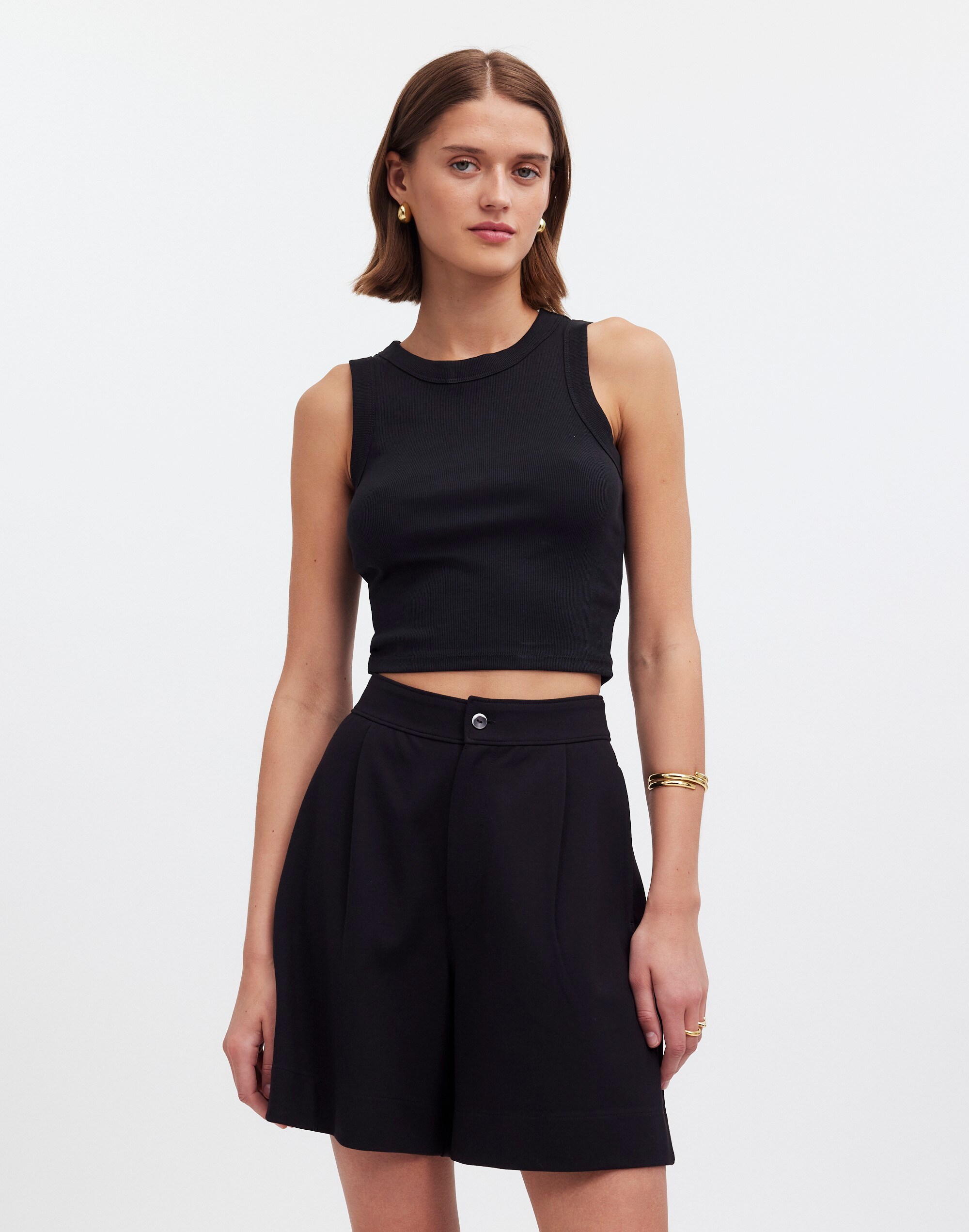 Pleated Short in Ponte