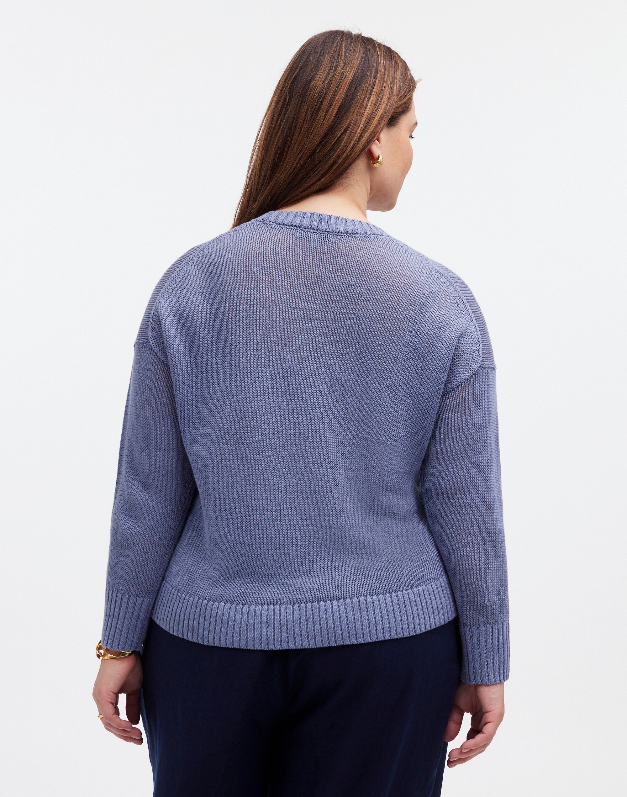 Plus Linen Drop-Shoulder Sweater