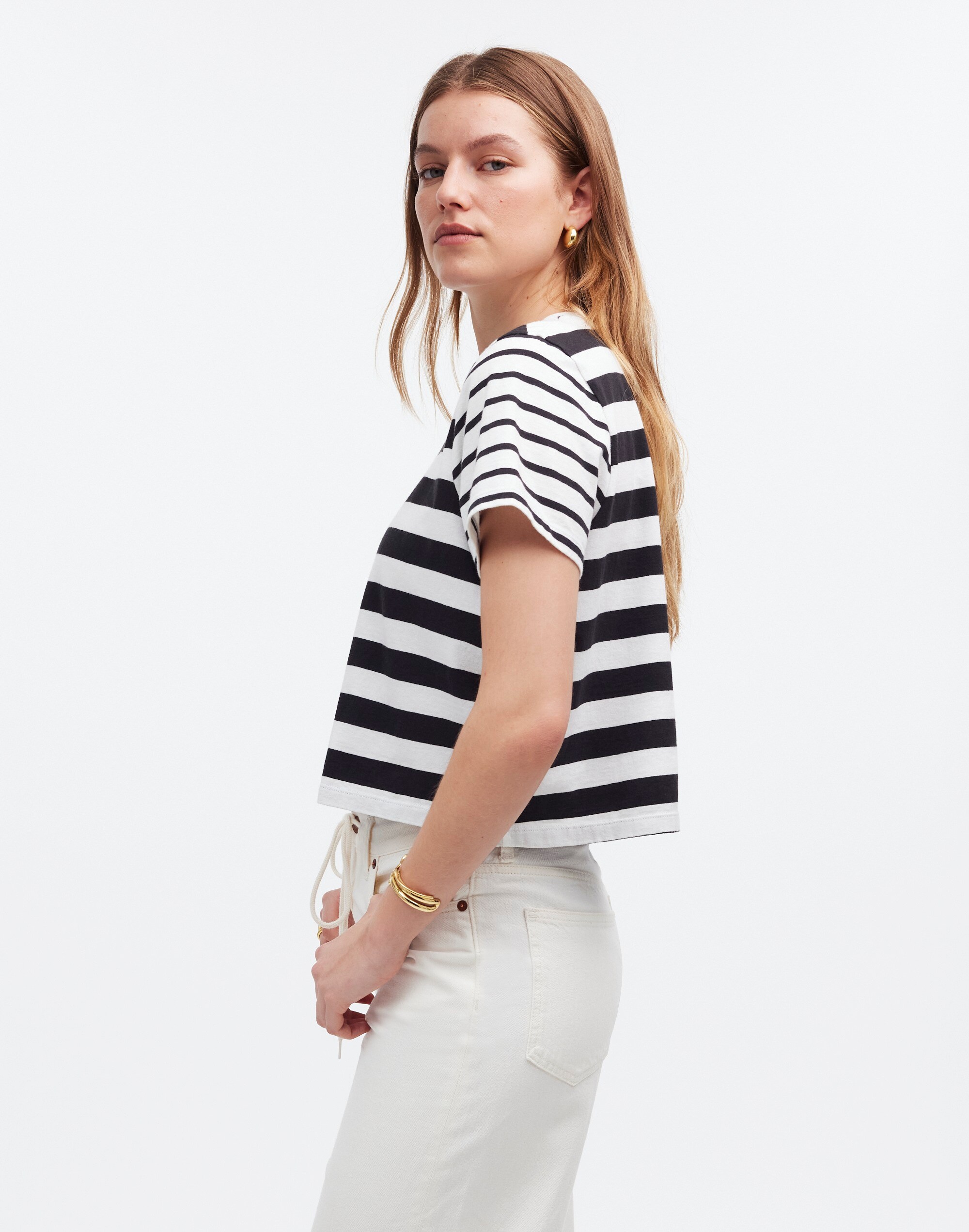 Softfade Cotton Boxy-Crop Tee