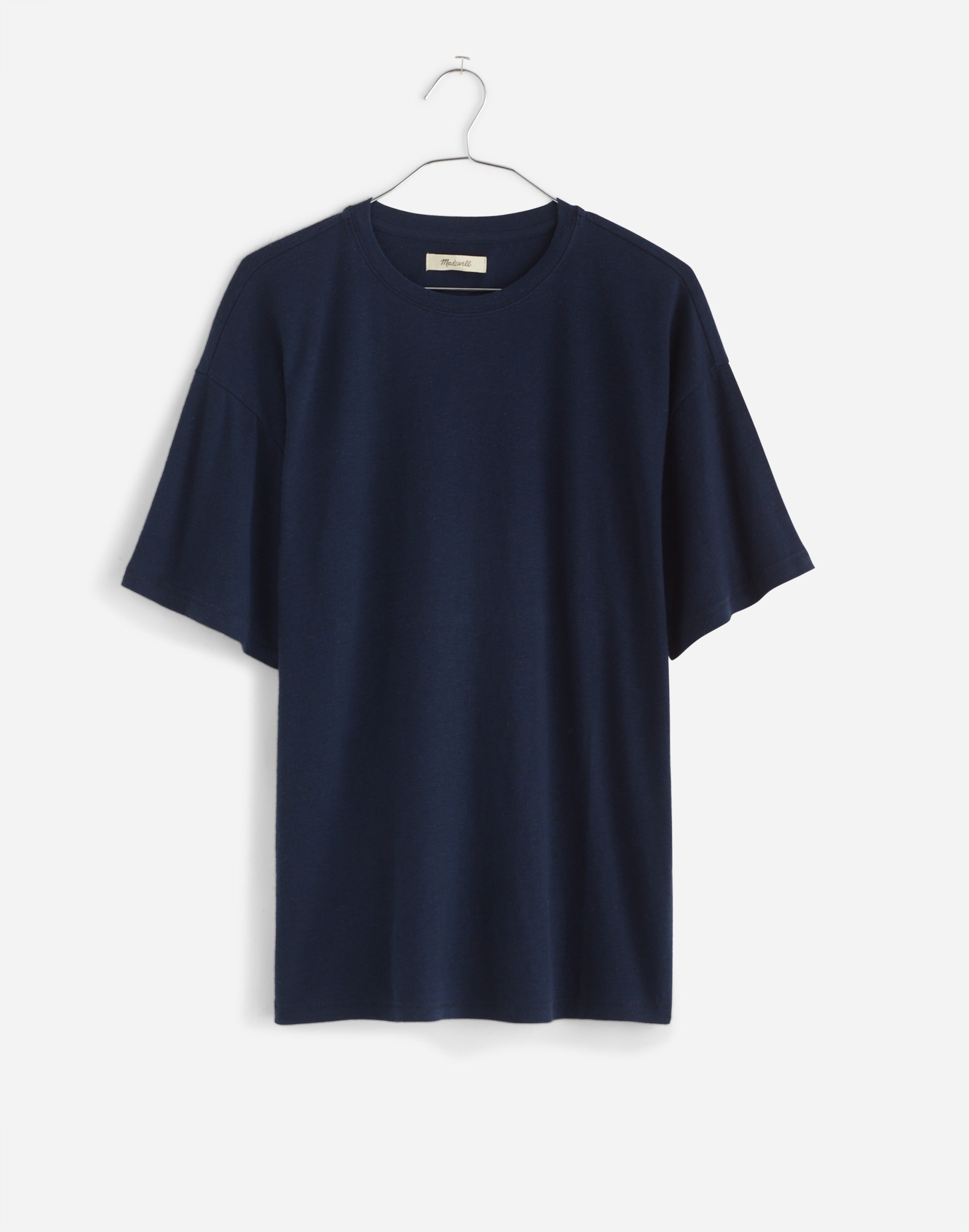 Linen-Blend Crewneck Oversized Tee
