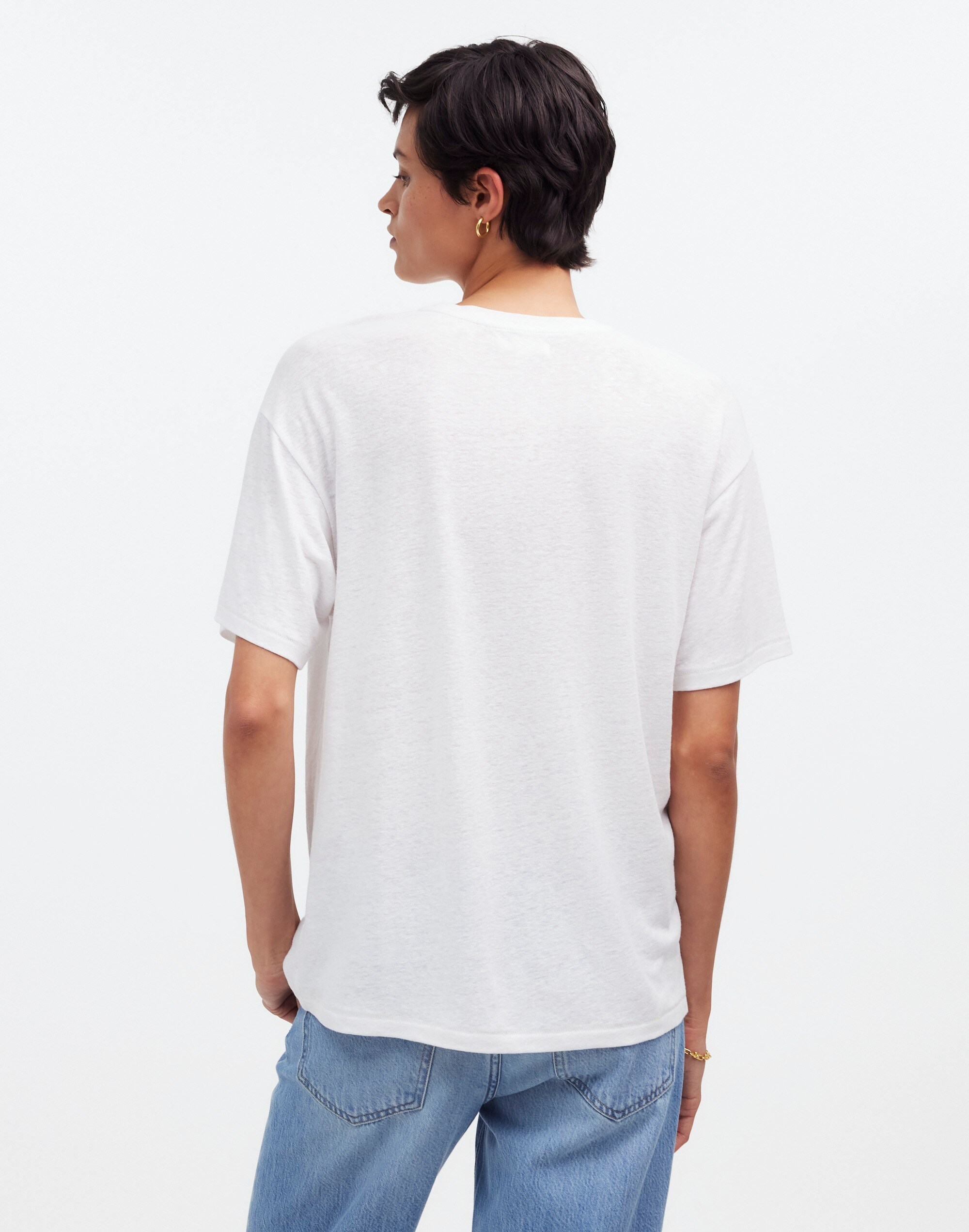 Linen-Blend Crewneck Oversized Tee