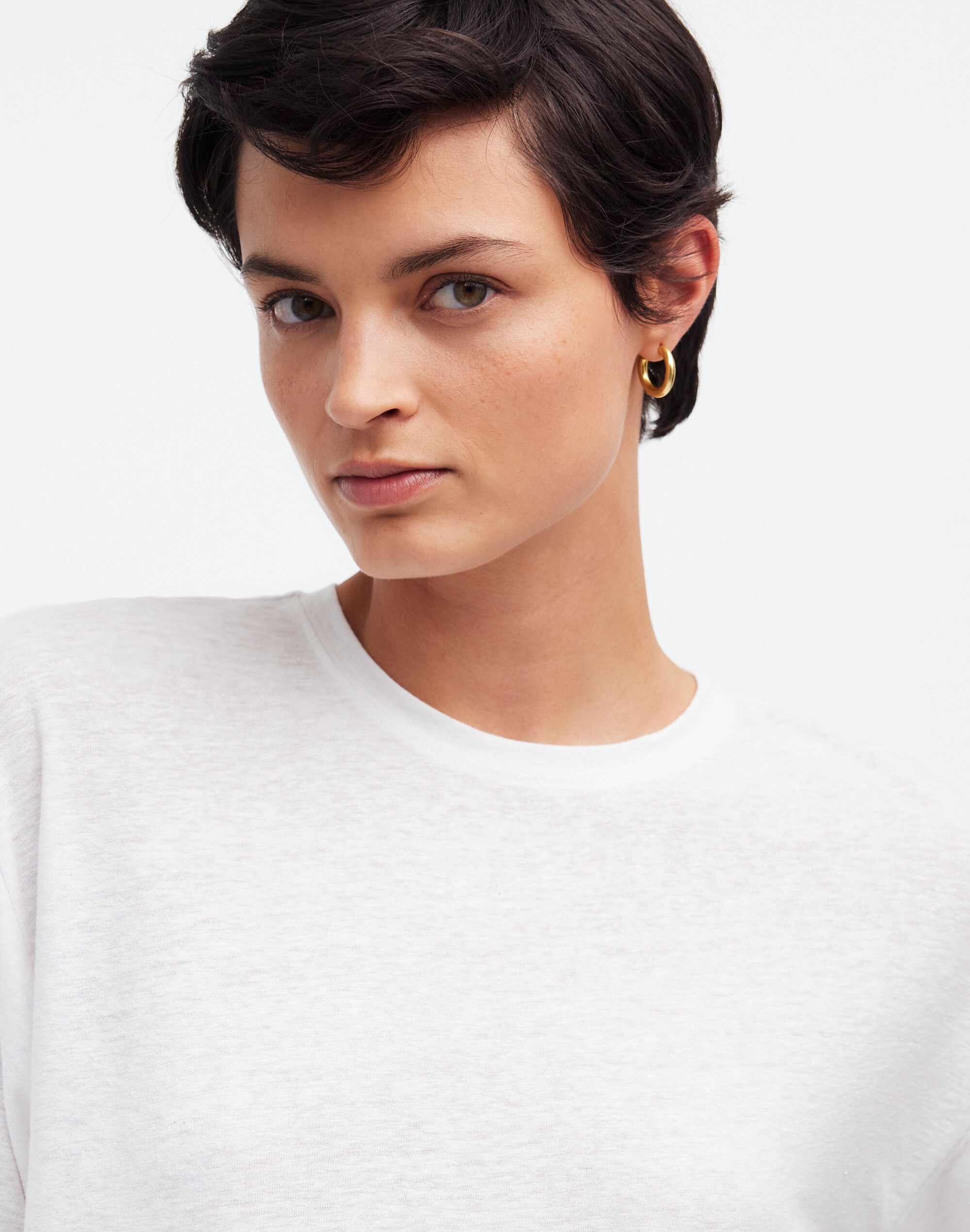 Linen-Blend Crewneck Oversized Tee