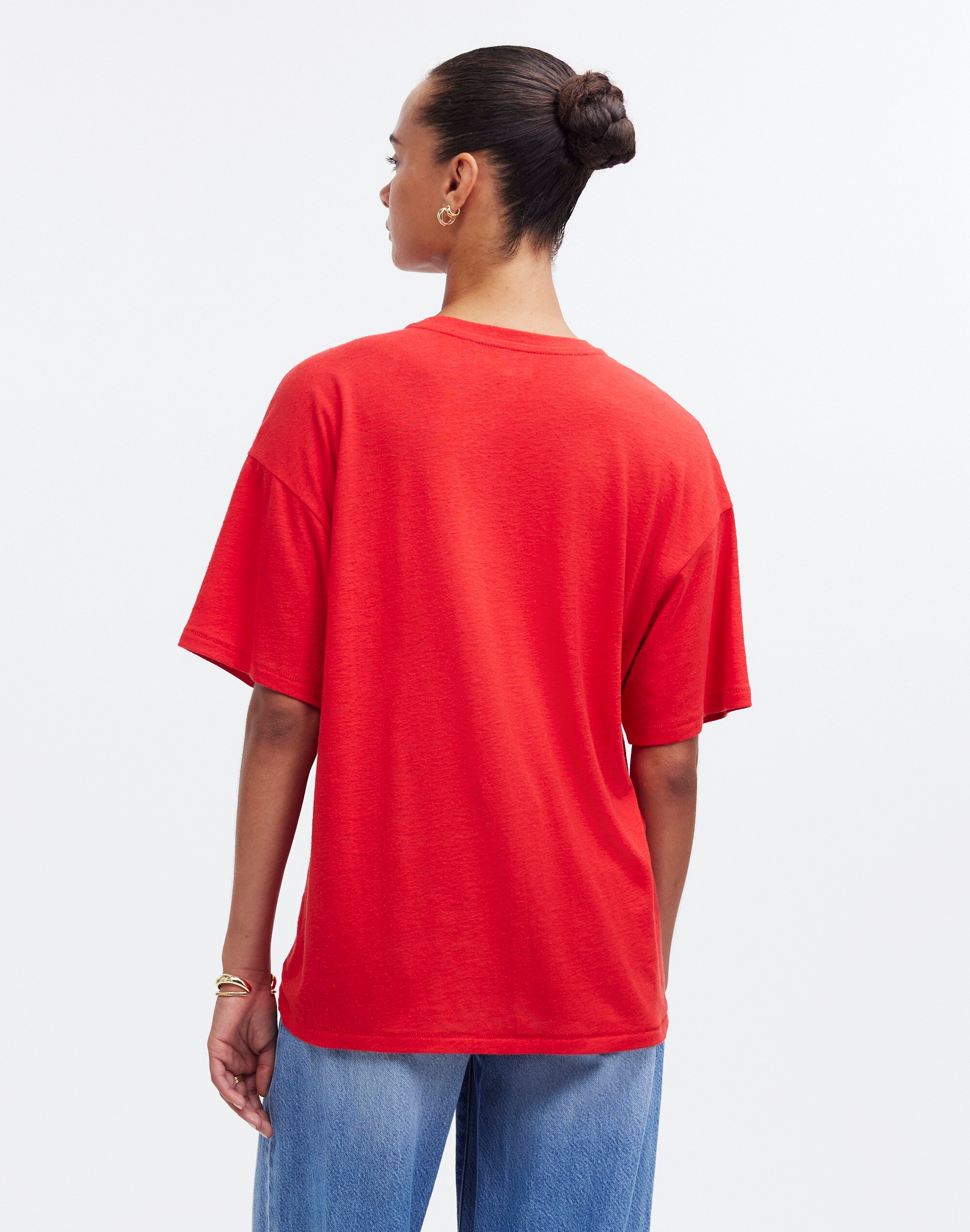 Linen-Blend Crewneck Oversized Tee