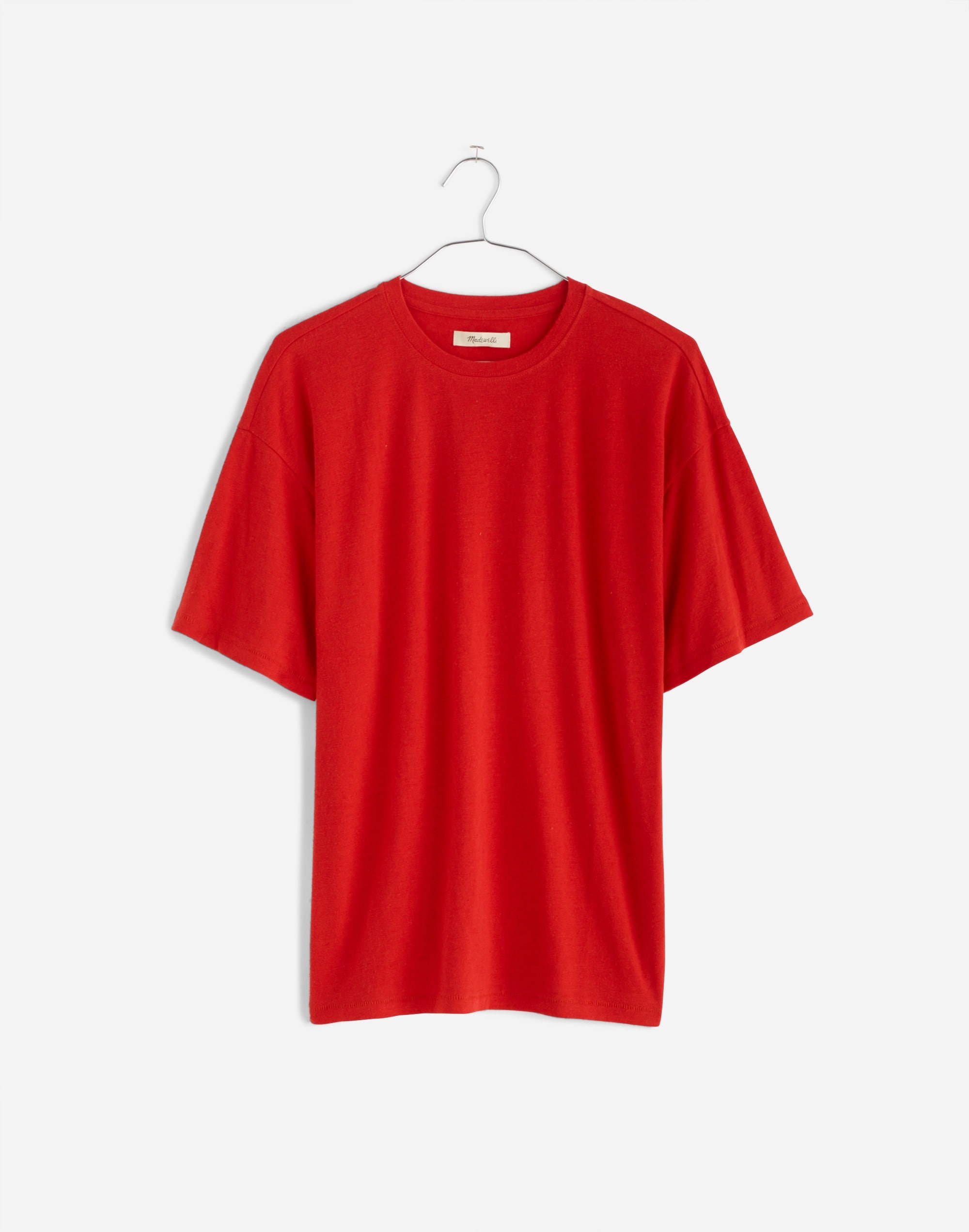 Linen-Blend Crewneck Oversized Tee