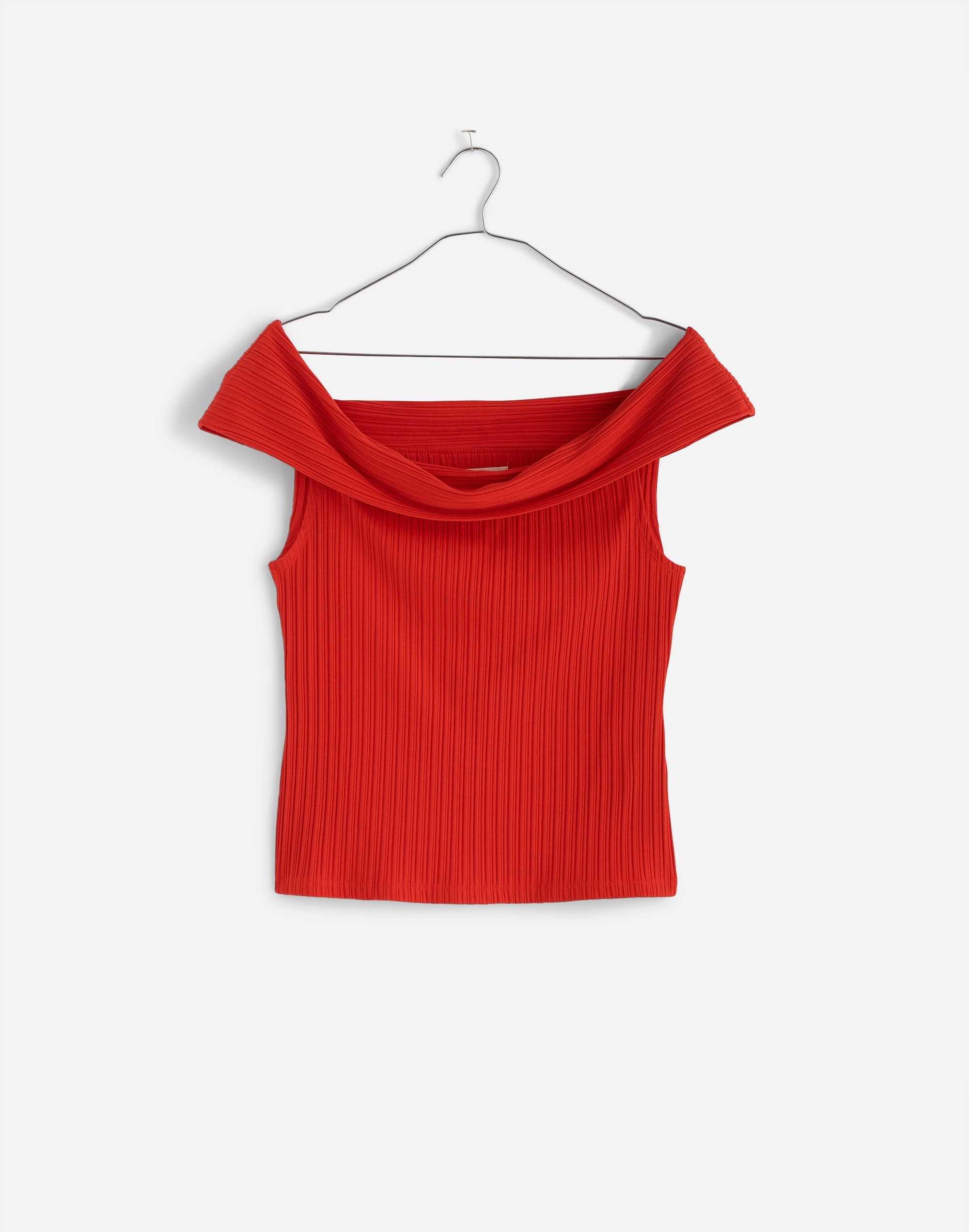Mw Ribbed Off-the-shoulder Top In Red