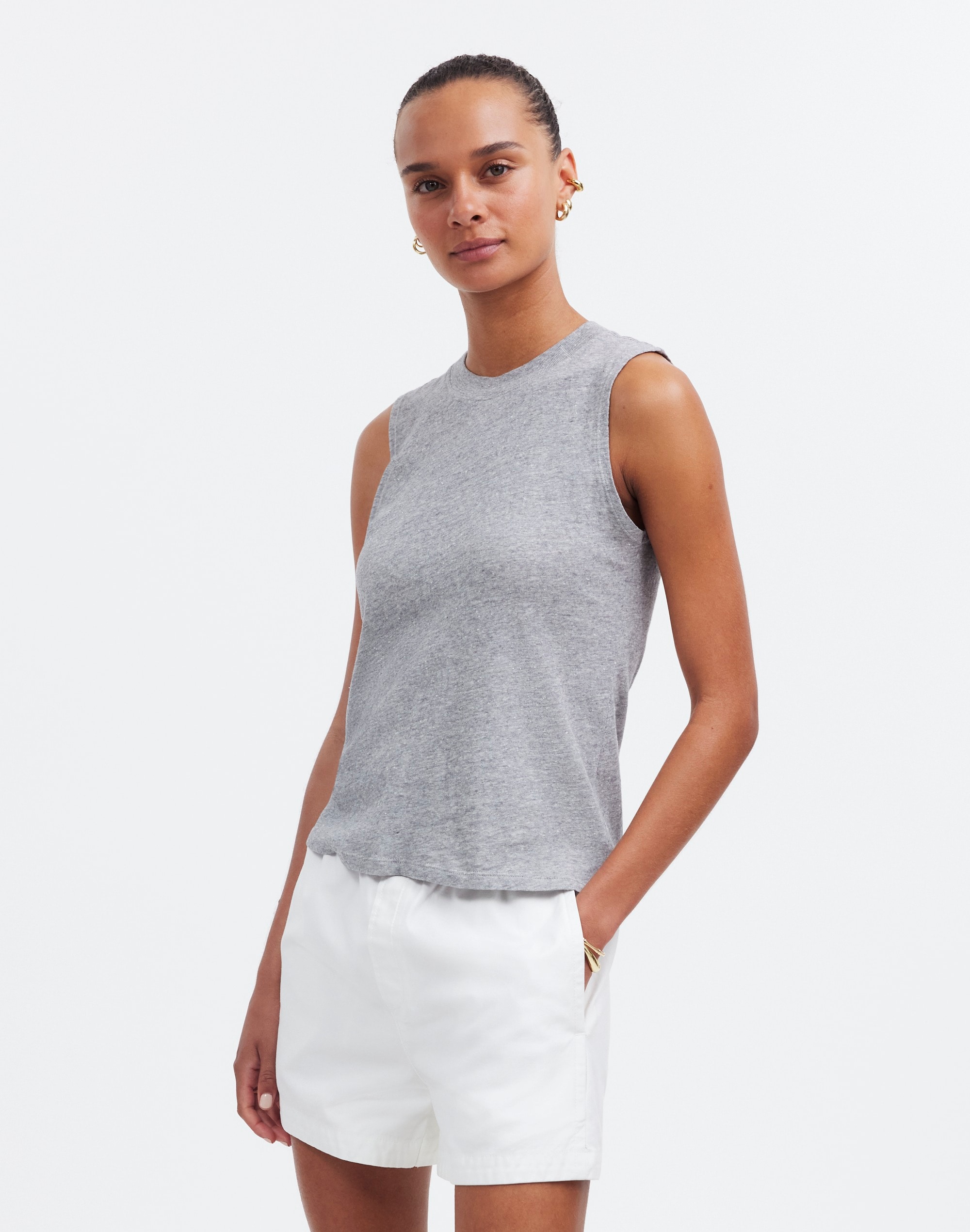 Mw Premium Standard 03. The Heathered Muscle Tank In Gray