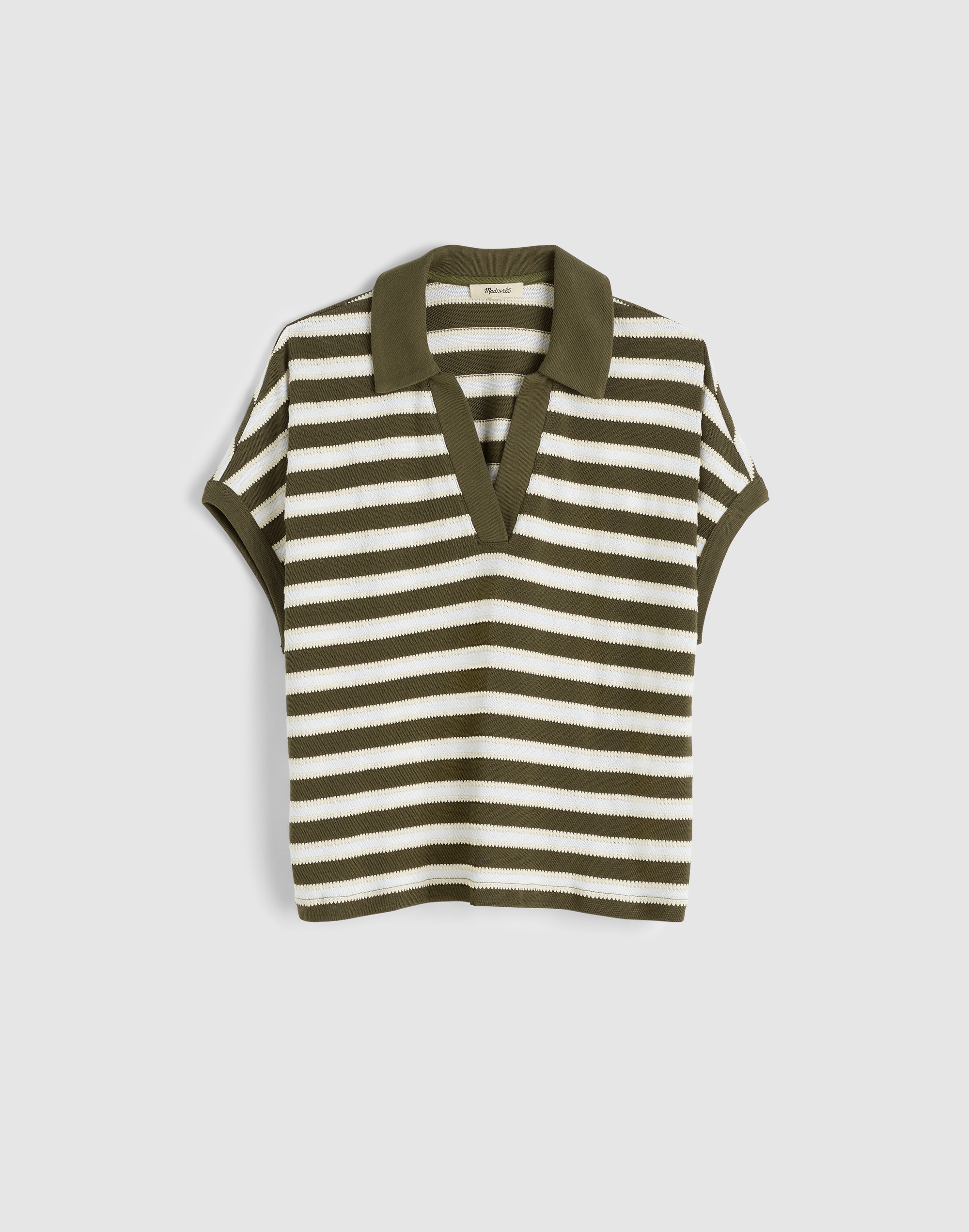 Relaxed V-Neck Polo Shirt in Stripe