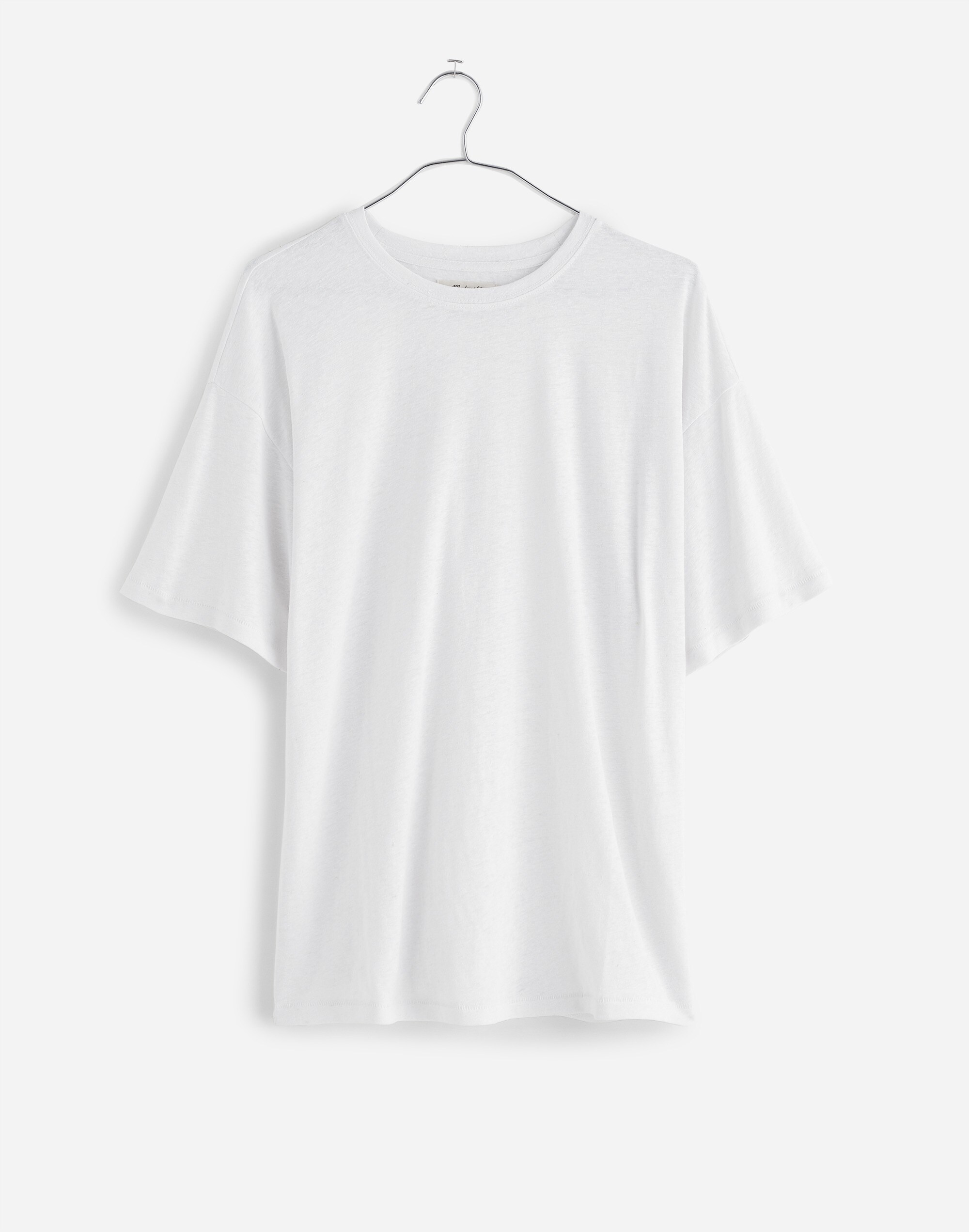 Plus Linen-Blend Crewneck Oversized Tee