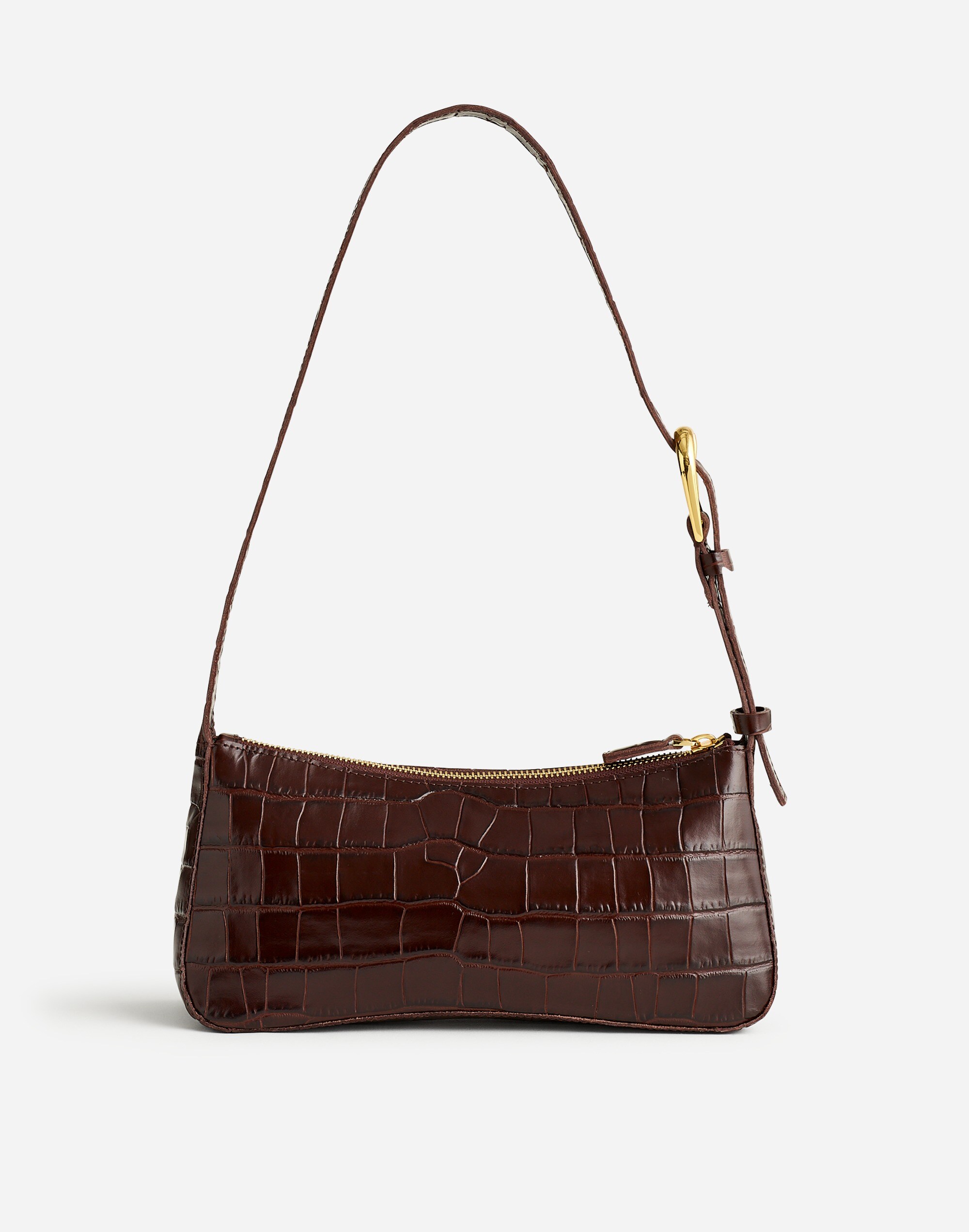 the sculptural-buckle shoulder bag in croc-stamped leather