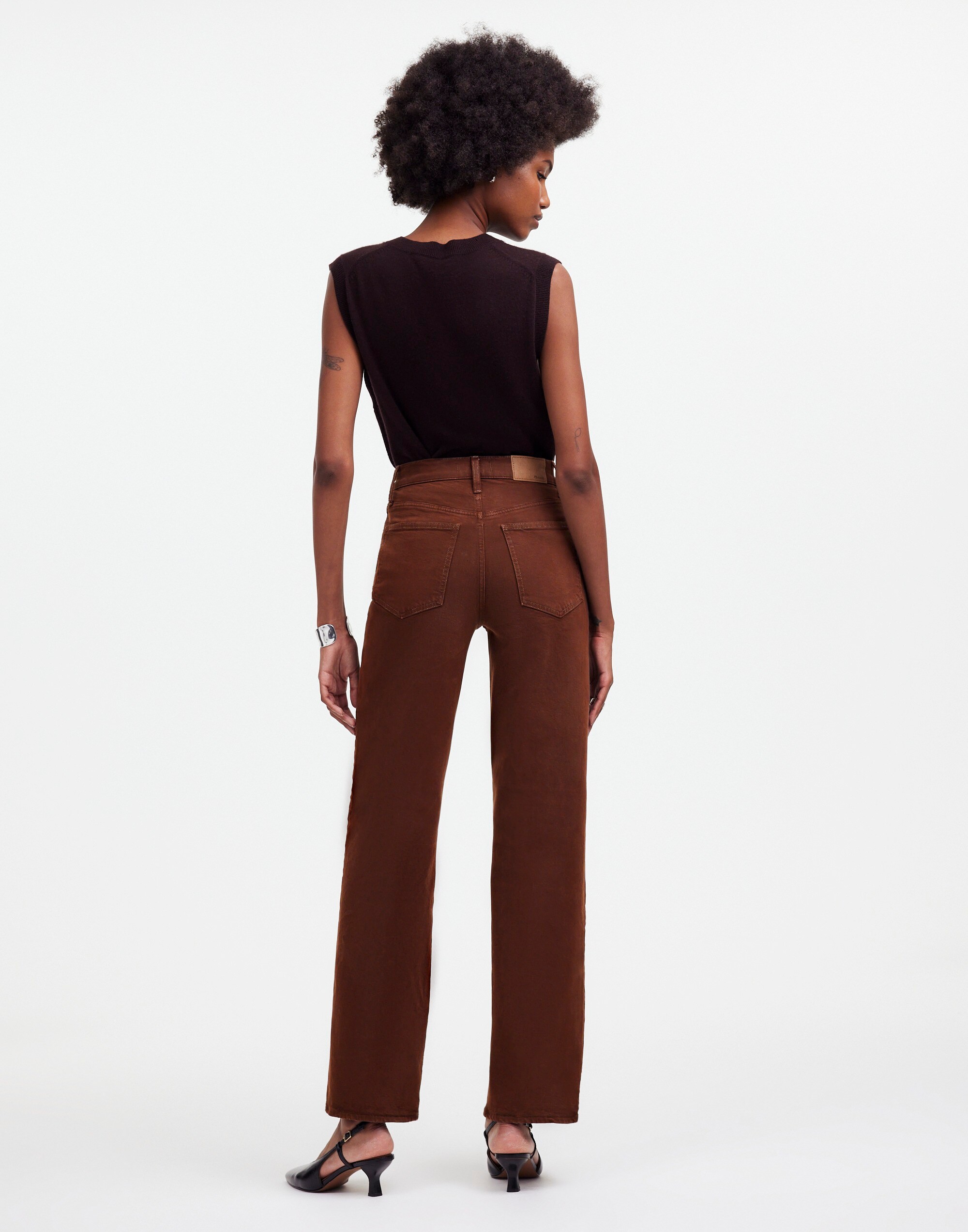 The Perfect Vintage Wide-Leg Jean in Dark Coffee: Button-Front Edition