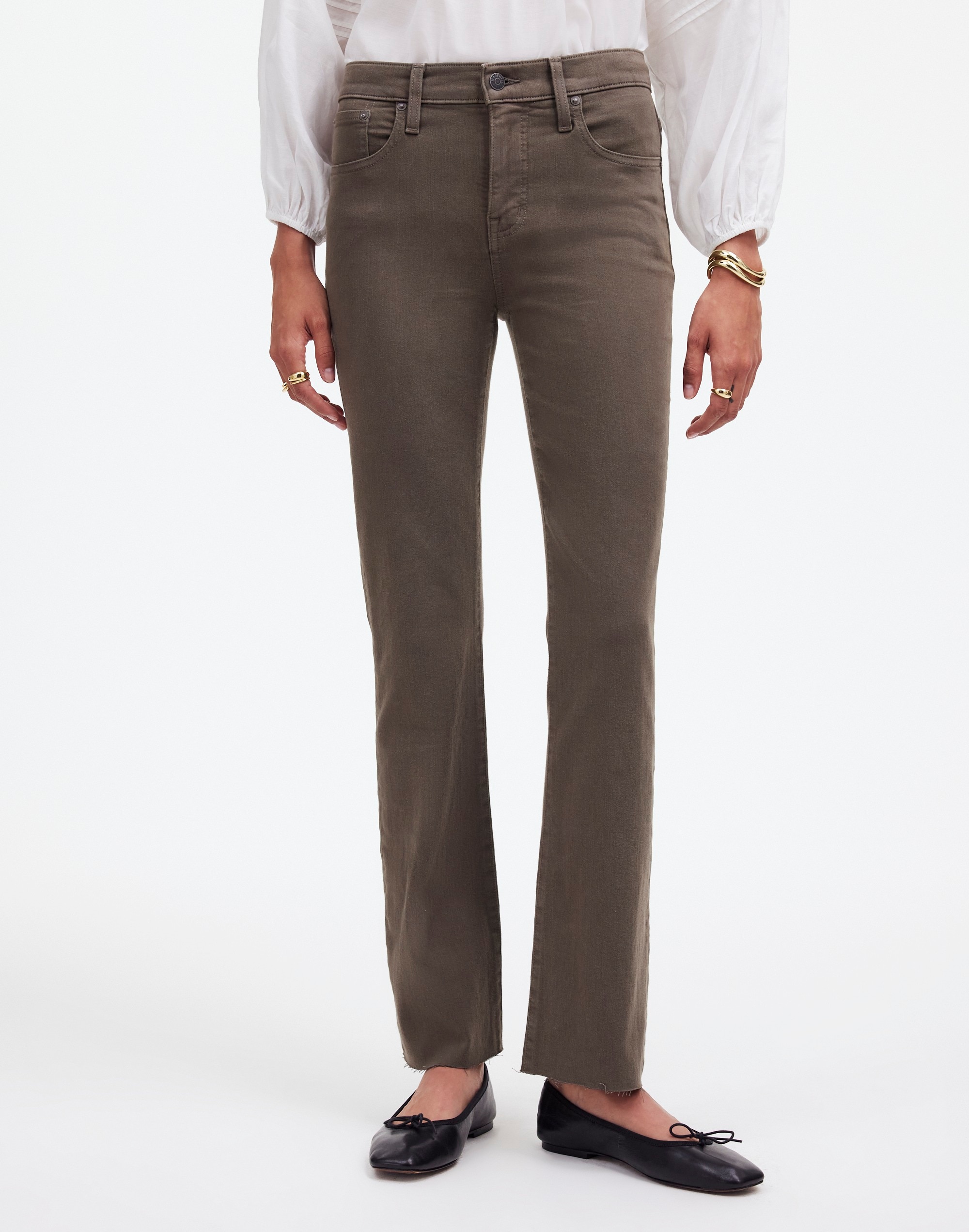 Kick Out Crop Jeans in Driftwood Brown: Raw-Hem Edition