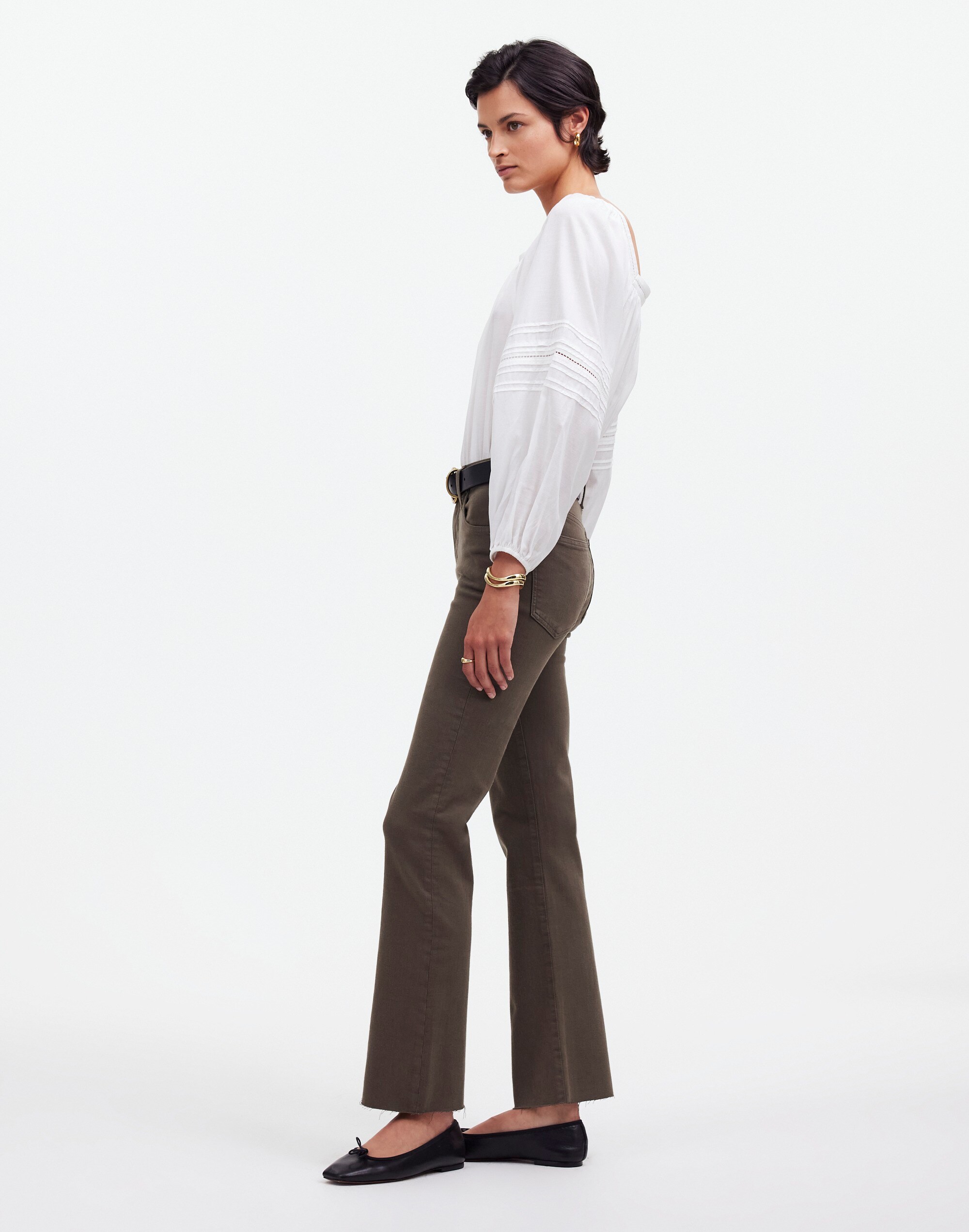 Kick Out Crop Jeans in Driftwood Brown: Raw-Hem Edition