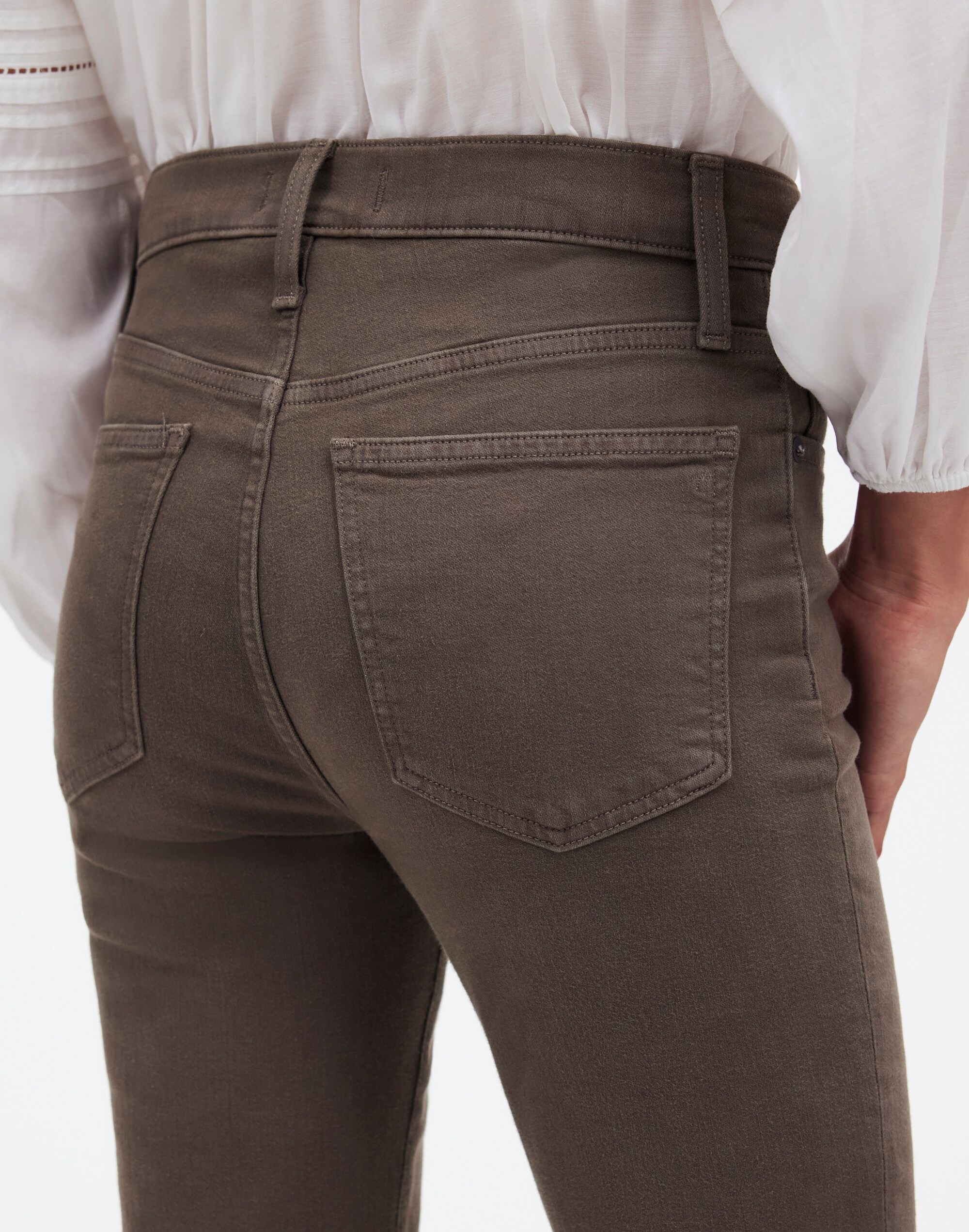 Kick Out Crop Jeans in Driftwood Brown: Raw-Hem Edition