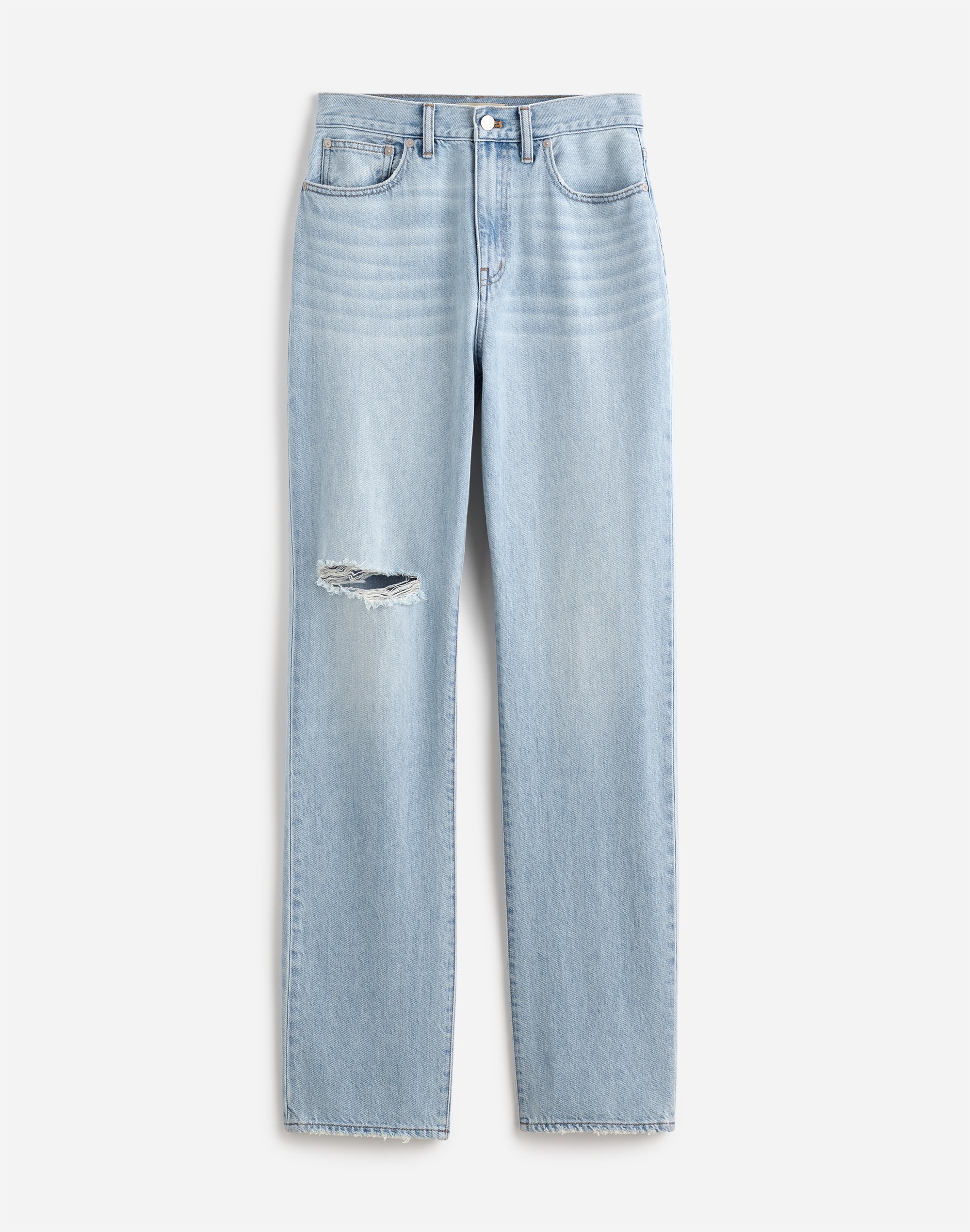 The Petite '90s Straight Jean in Semmes Wash: Ripped Edition in semmes wash image 6