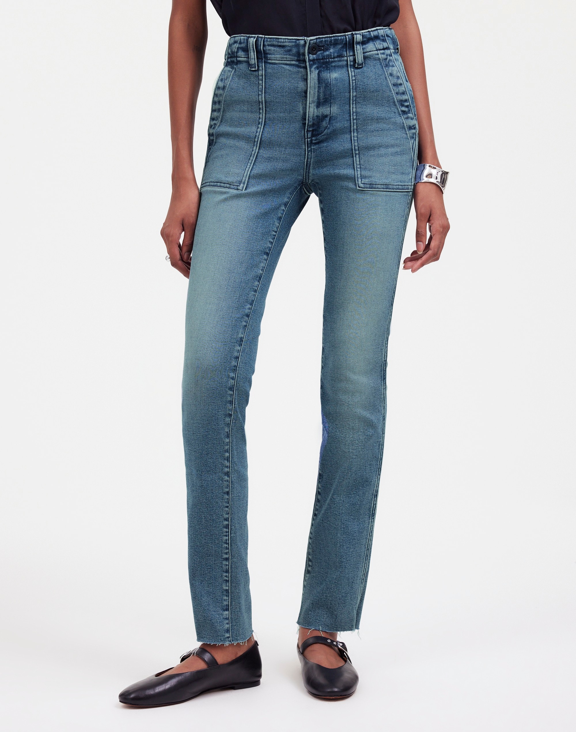 Mid-Rise Stovepipe Jeans in Shealy Wash: Raw-Hem Edition