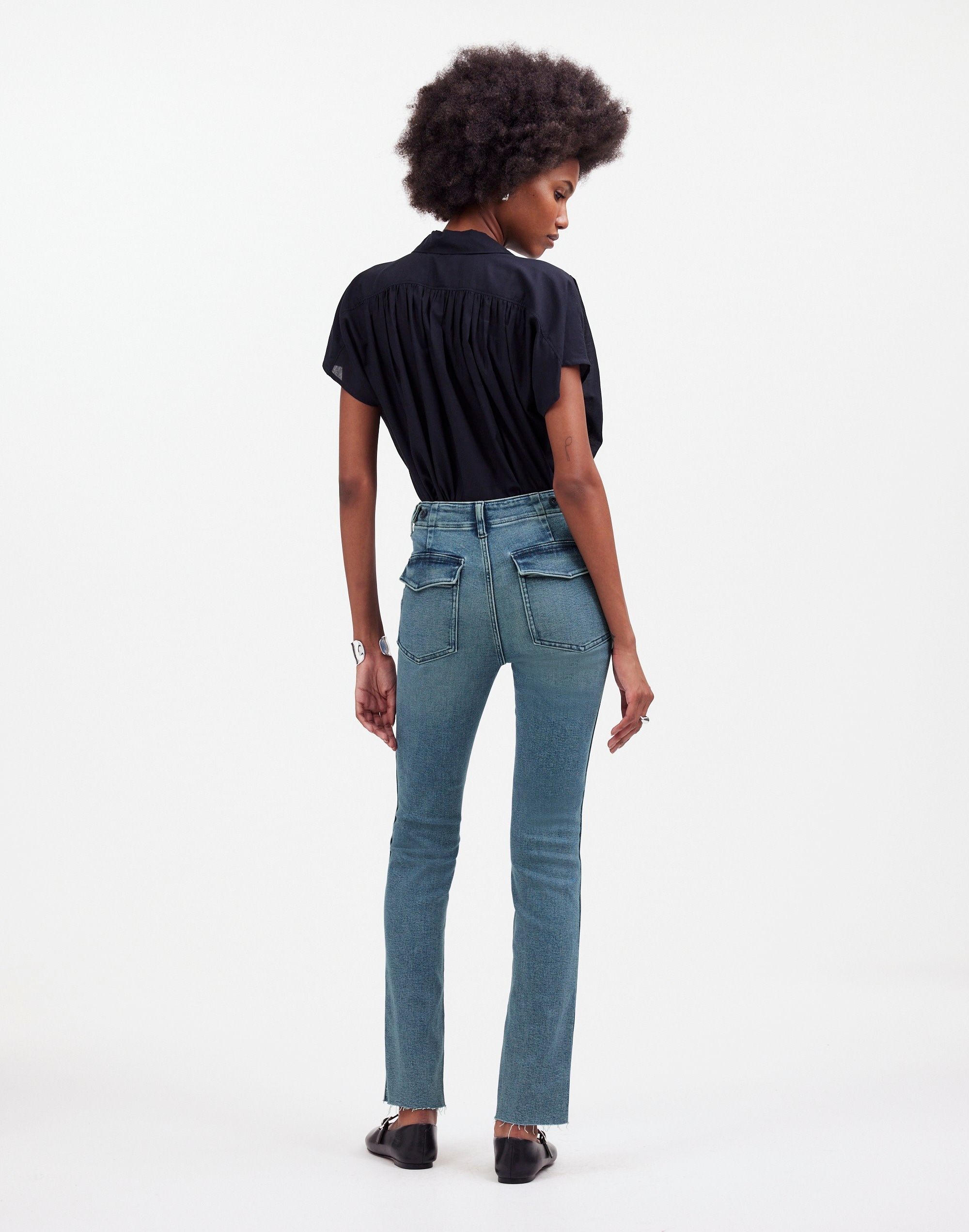 Mid-Rise Stovepipe Jeans in Shealy Wash: Raw-Hem Edition