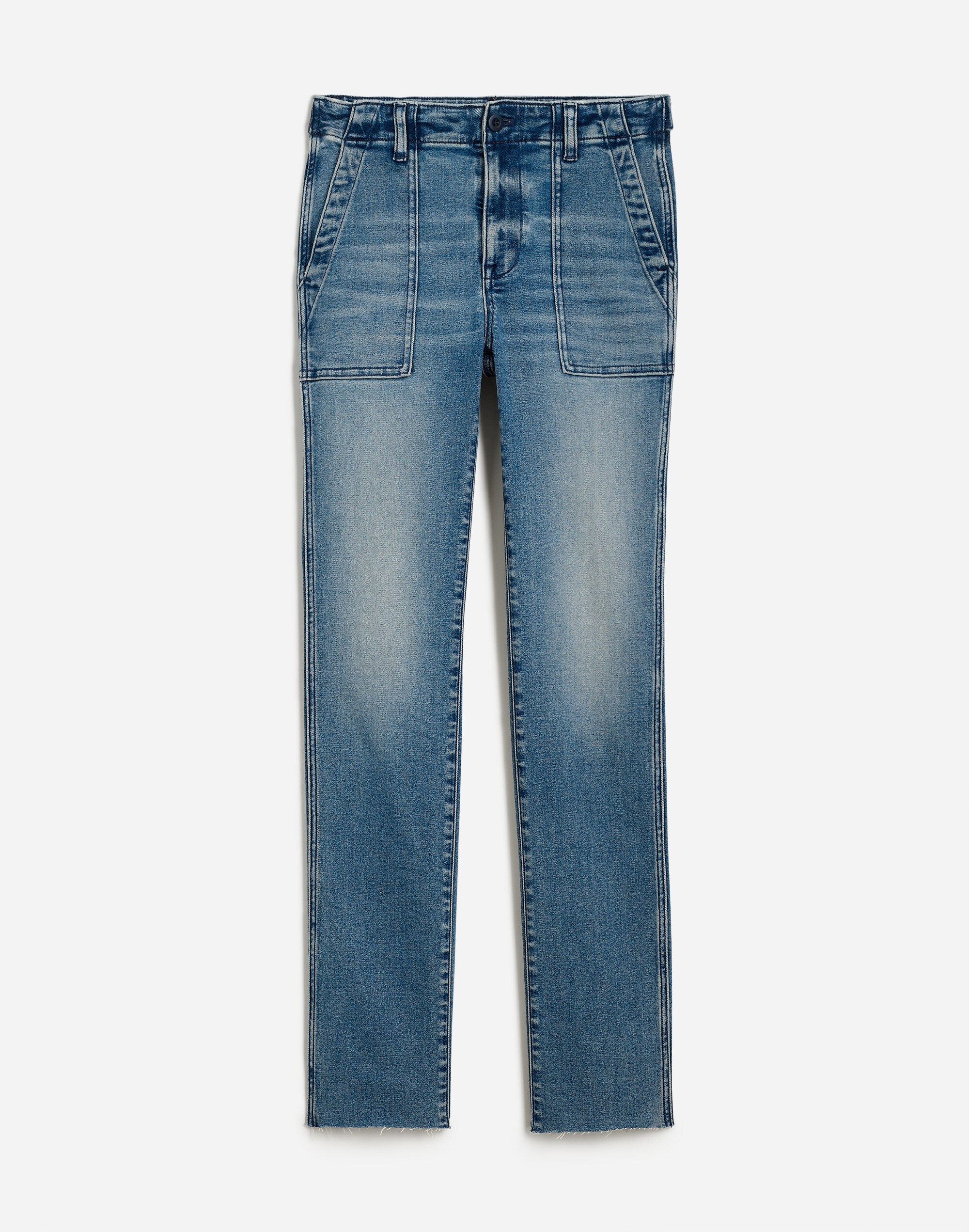 Mid-Rise Stovepipe Jeans in Shealy Wash: Raw-Hem Edition