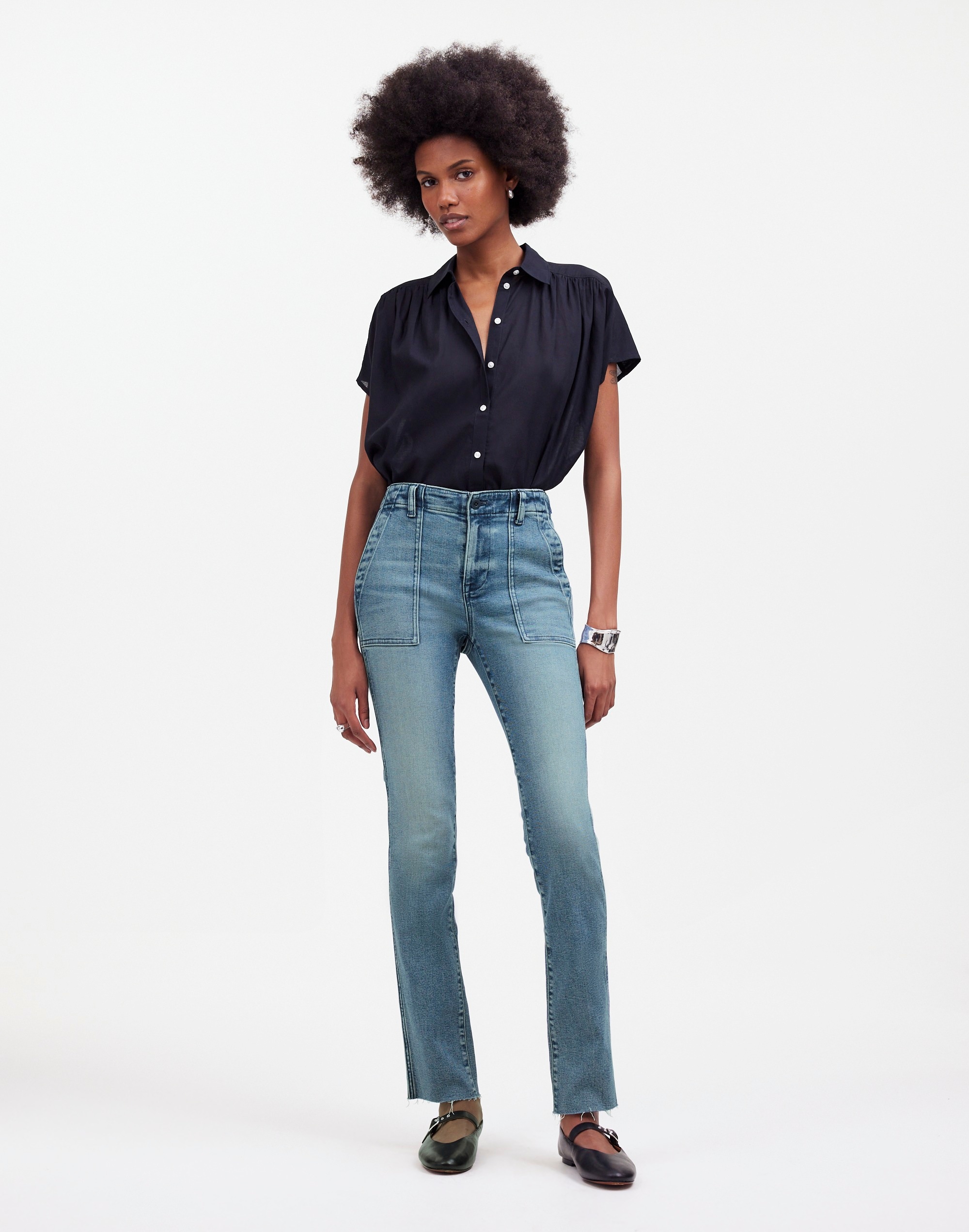 Mid-Rise Stovepipe Jeans in Shealy Wash: Raw-Hem Edition