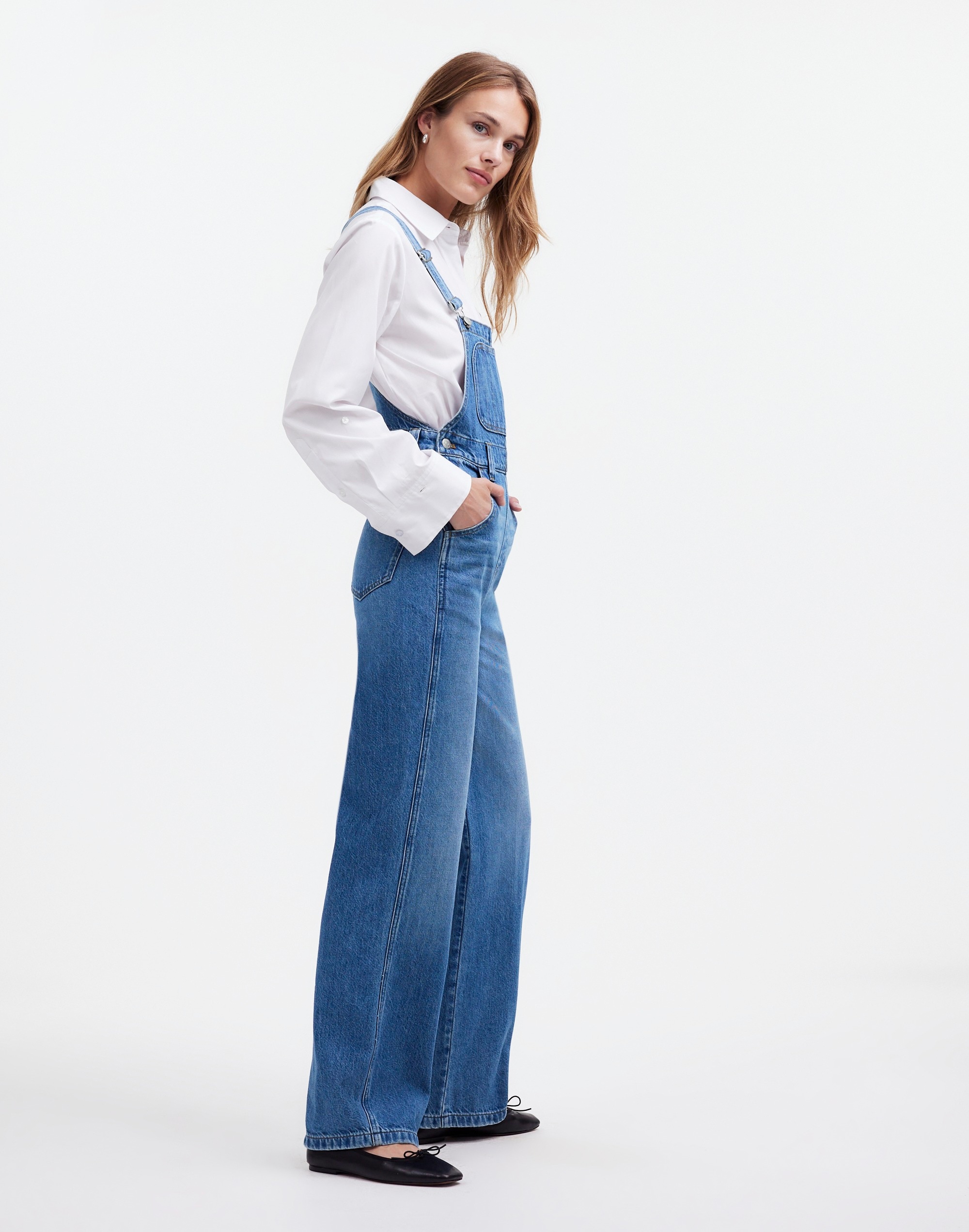 Wide-Leg Overalls in Noreen Wash