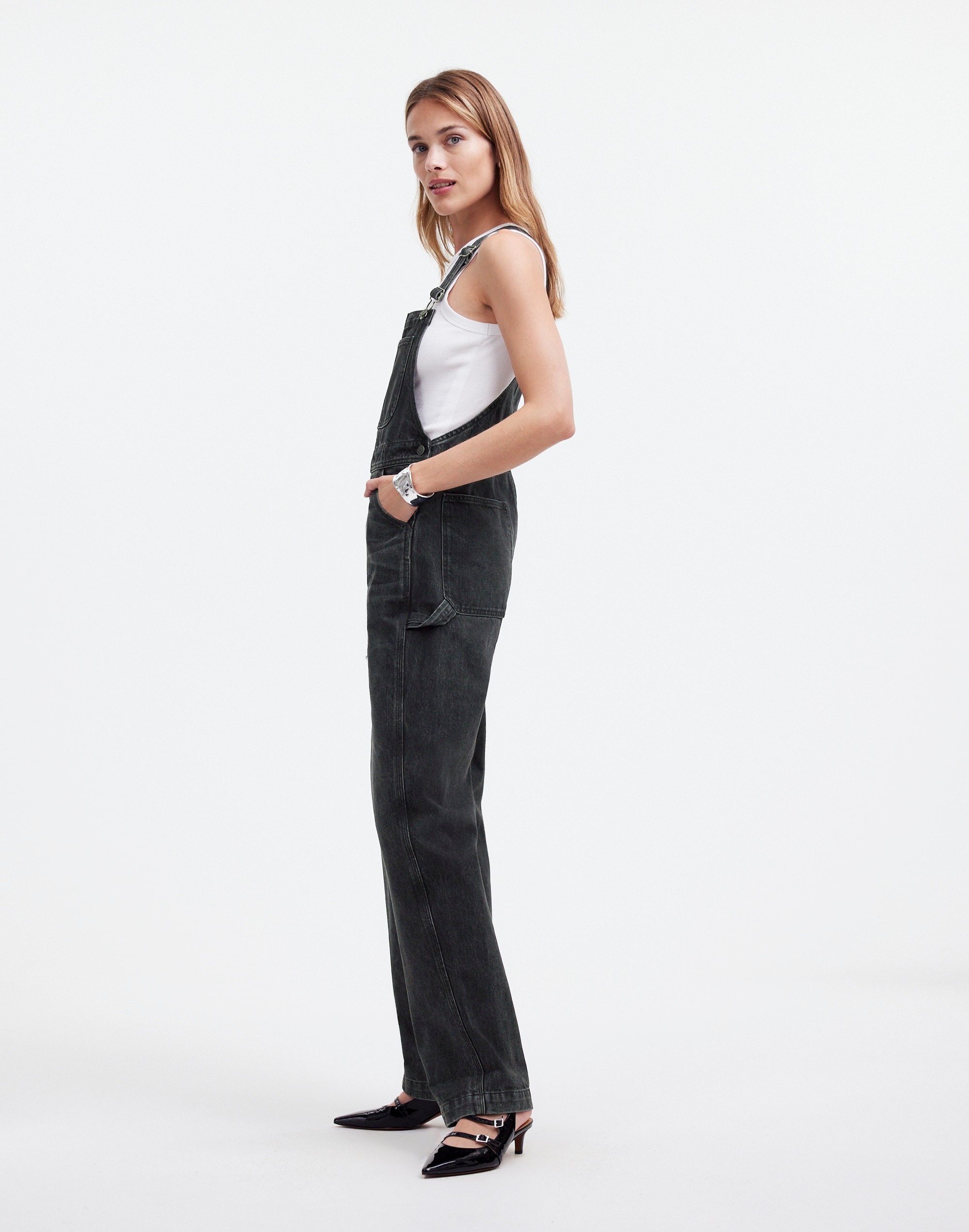 Denim Oversized Carpenter Overalls in Oakville Wash